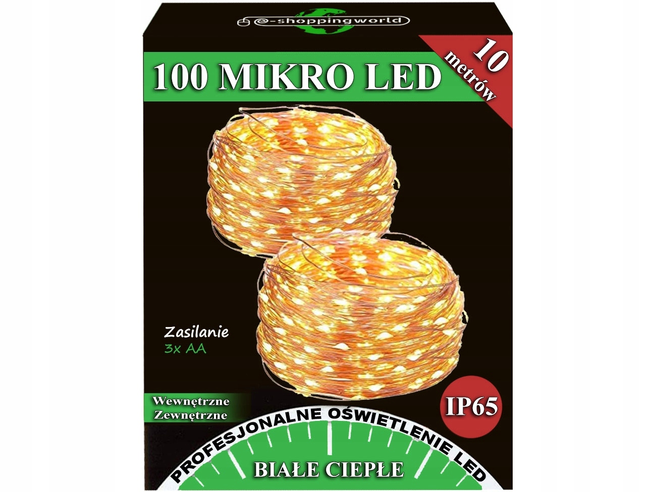 

Lampki Druciki Mikro 100 Led Białe Ciepłe Baterie