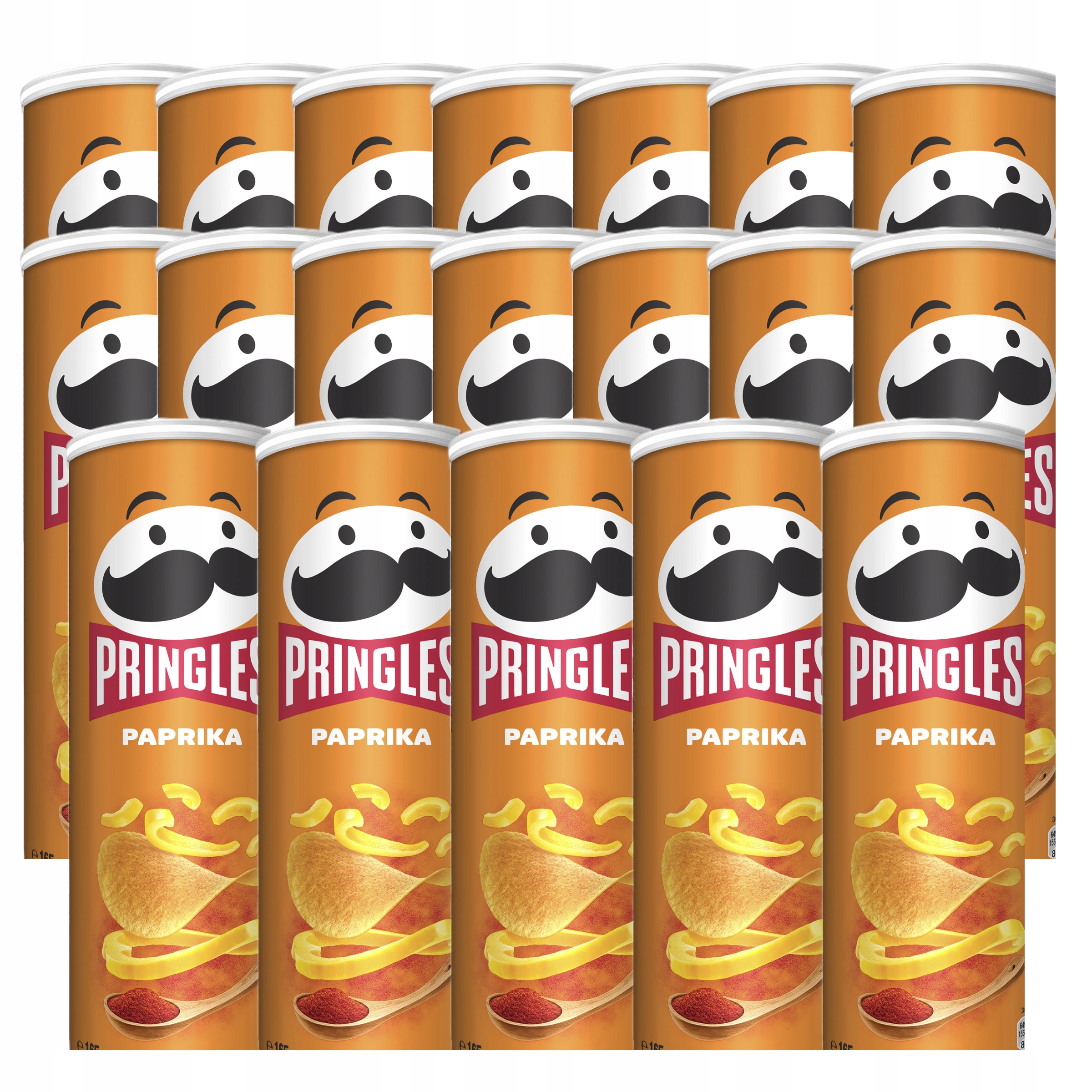 Zestaw 19x Chipsy Pringles Paprika tuba 165g Paprykowe