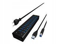 Icy Box IB-AC6113 13-portowy Hub Usb 3.0 Czarny
