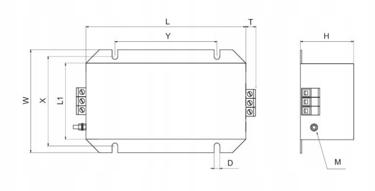 Filtr sieciowy przeciwzakłóceniowy RFI FEE3025 3F 25A kl.A 11kW Maksymalna moc 11 kW