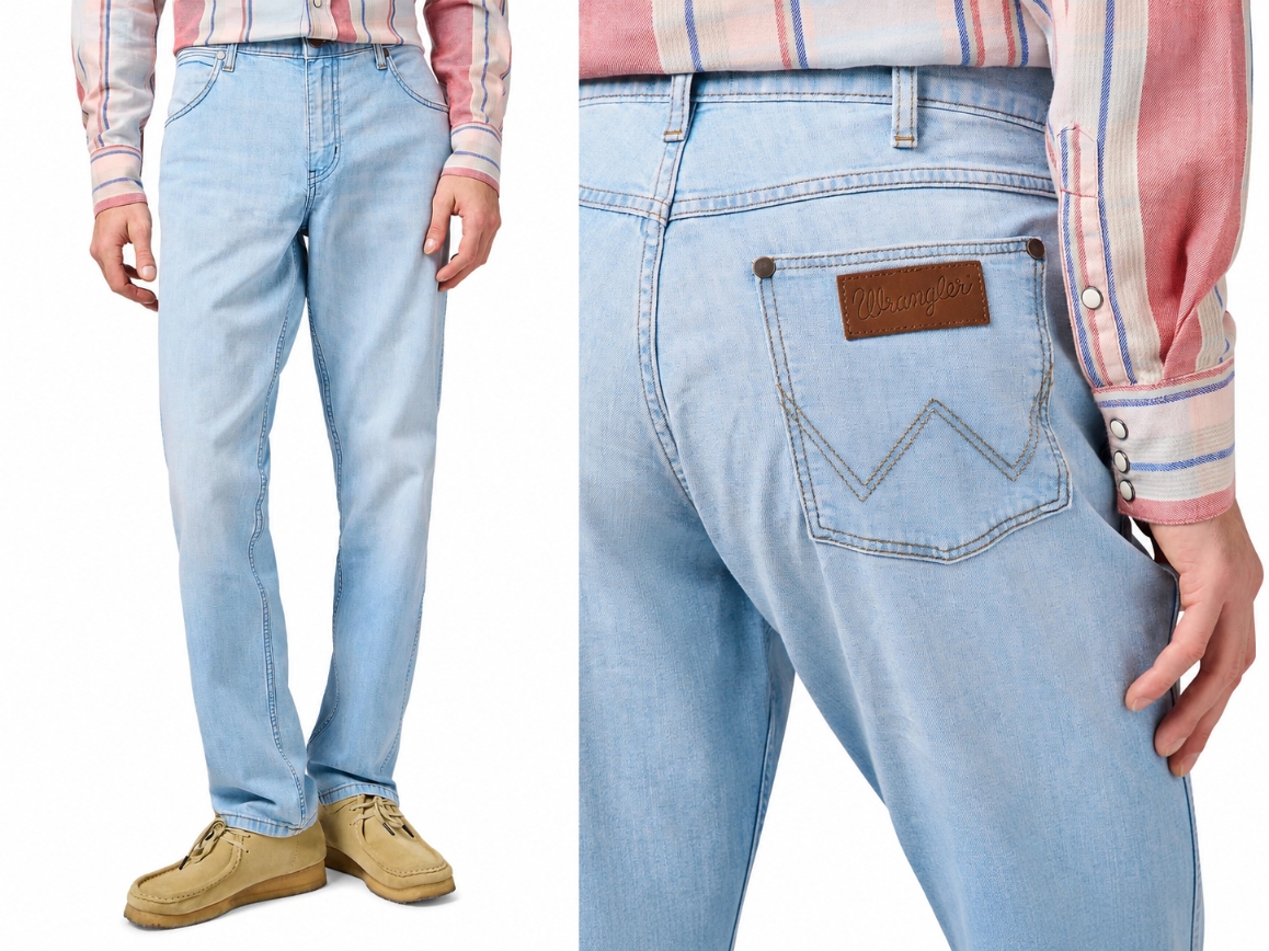 Wrangler Greensboro modré tenké pánské jednoduché džínové kalhoty W40 L34