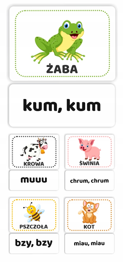 UKŁADANKA ONOMATOPEJE (60 elem.) - OBRAZKI+WYRAZY Materiał papier