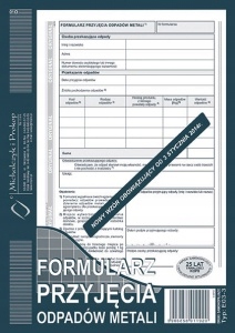 

Druk Formularz przyjęcia odpadów E03-3