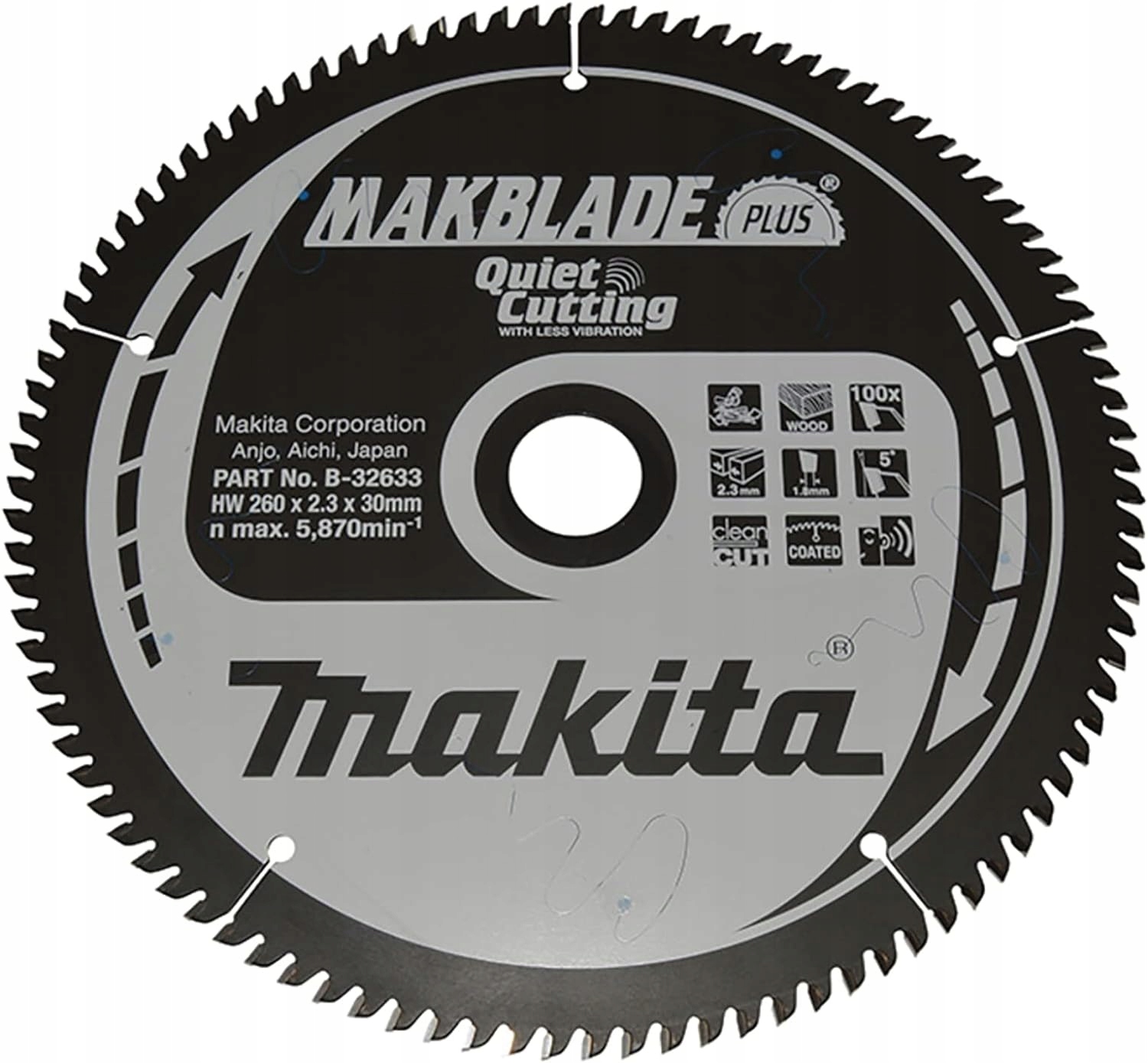 Makita Kotoučová Pila 260x30x100z Makblade Plus Dřevo