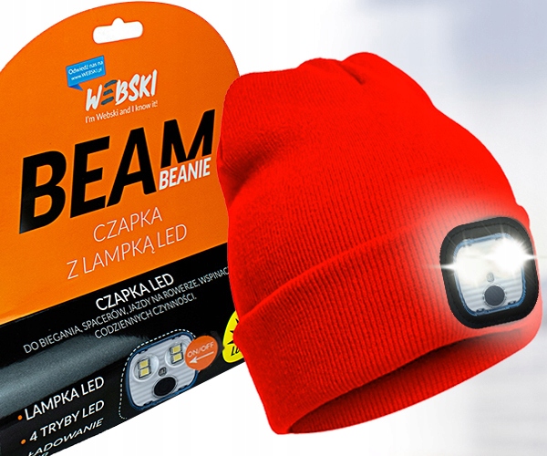 Czapka Z LAMPKĄ latarką LED NA USB ODBLASKOWA Marka Webski