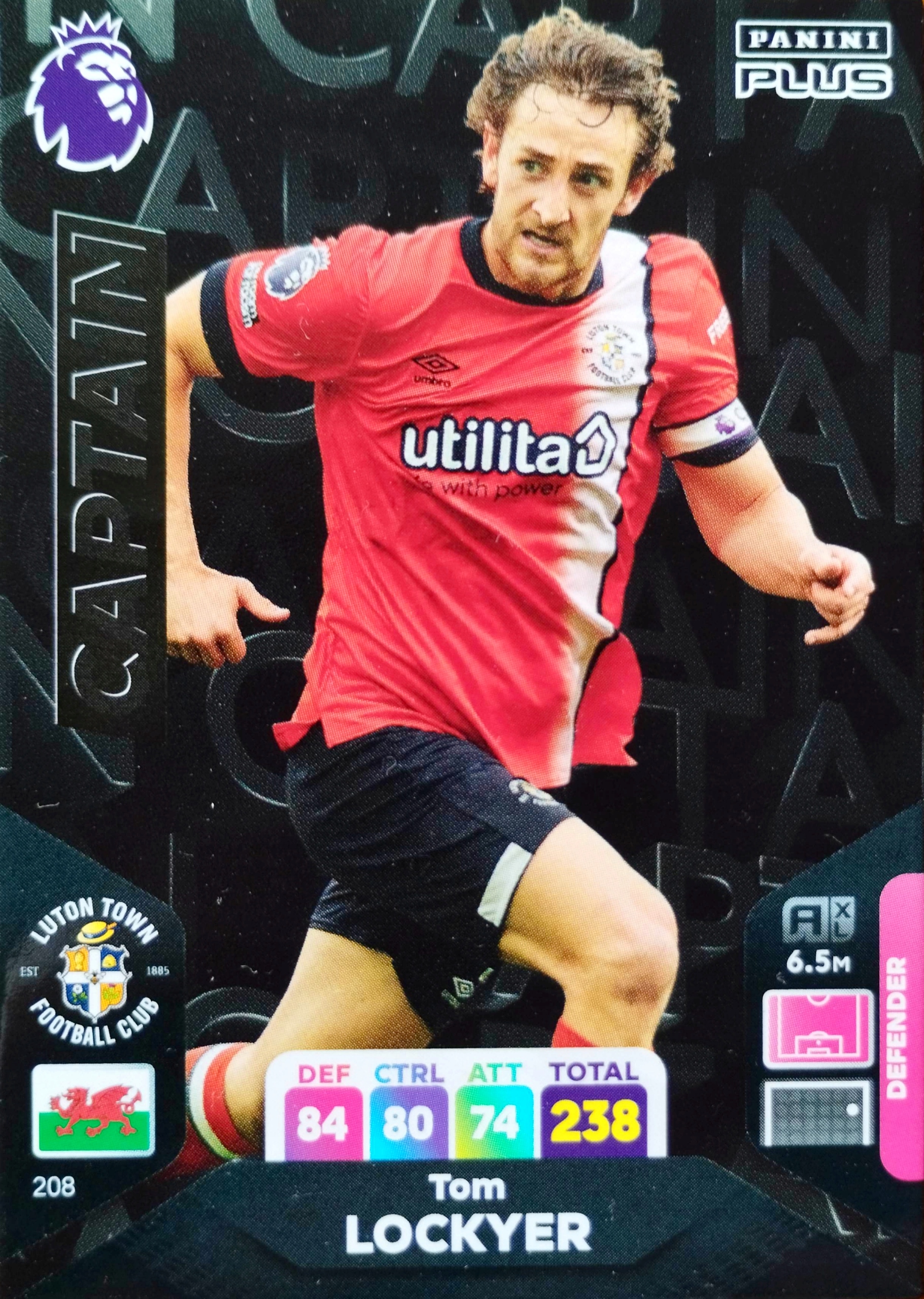 Panini Premier League 2024 Plus Captain 208 Tom Lockyer Luton Town