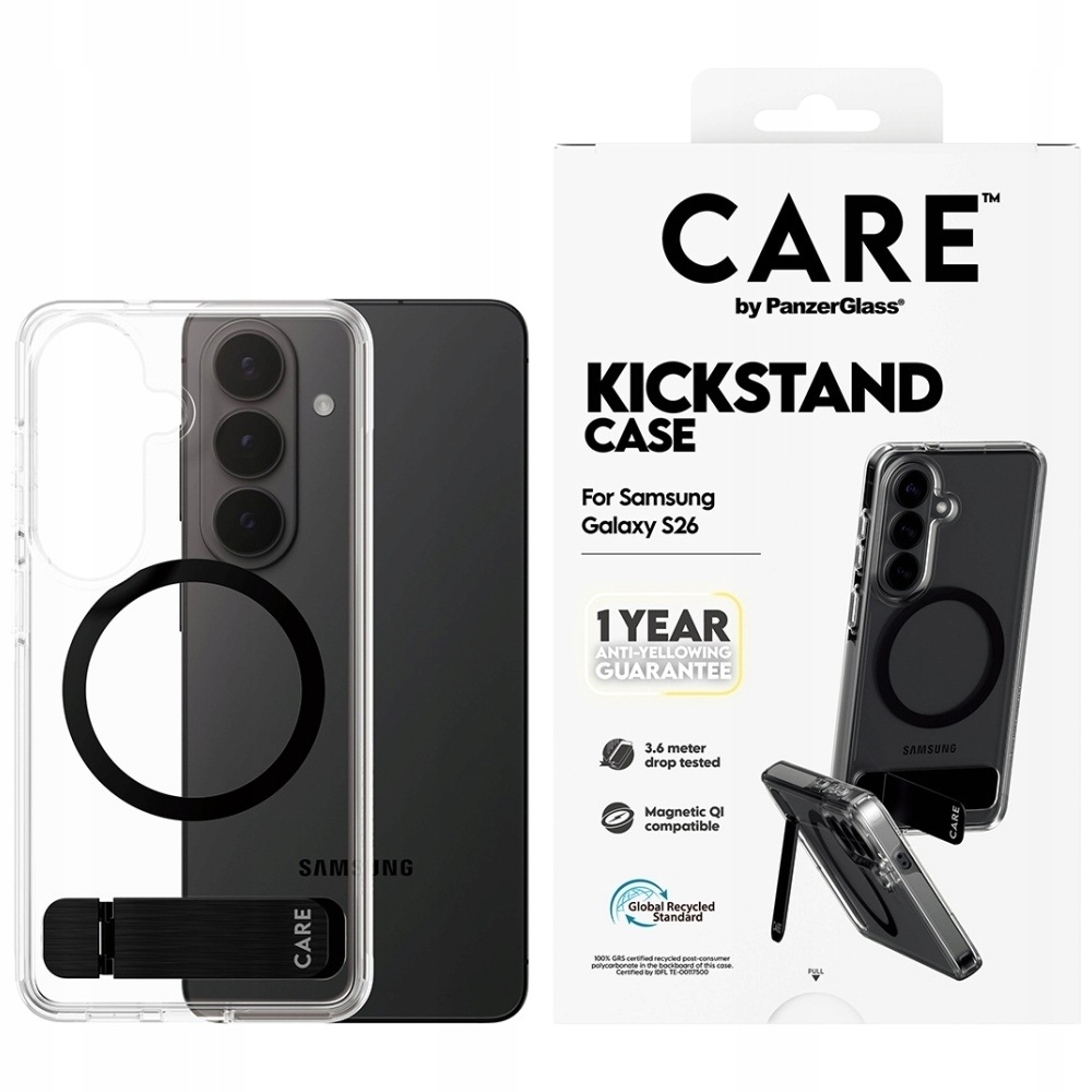 Pouzdro Care by PanzerGlass Urban Explorer Transparent s černým Qi pro Samsung