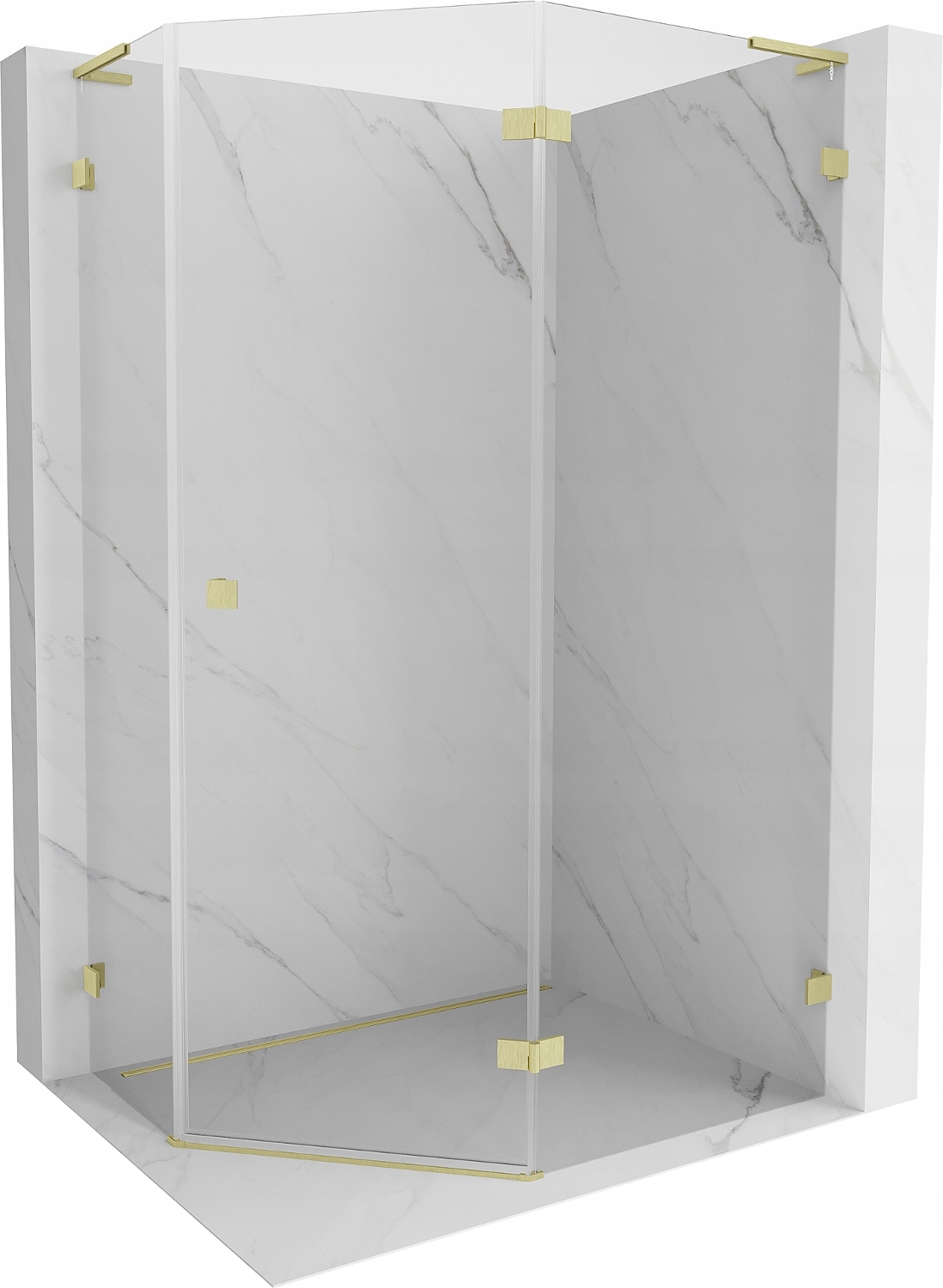 Mexen Lunar L Kabina Prysznicowa Uchylna Prawa 100X80 Transparent Złota