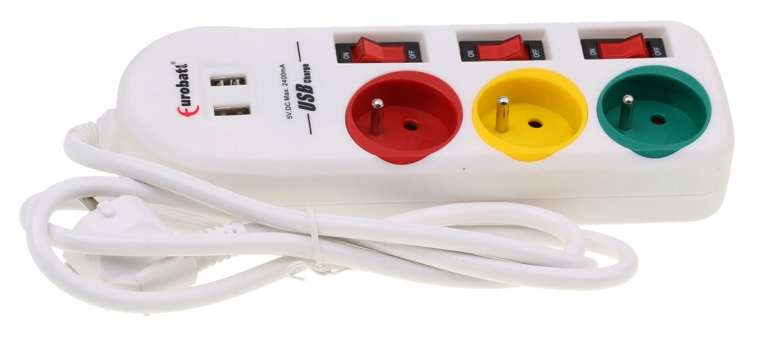 

Przedłużacz Listwa 3 Gniazda Usb Wyłącznik 1.5 m