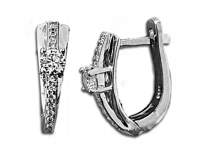 Stříbrné náušnice 925 elegantní se zirkony a anglickým zapínáním dárek