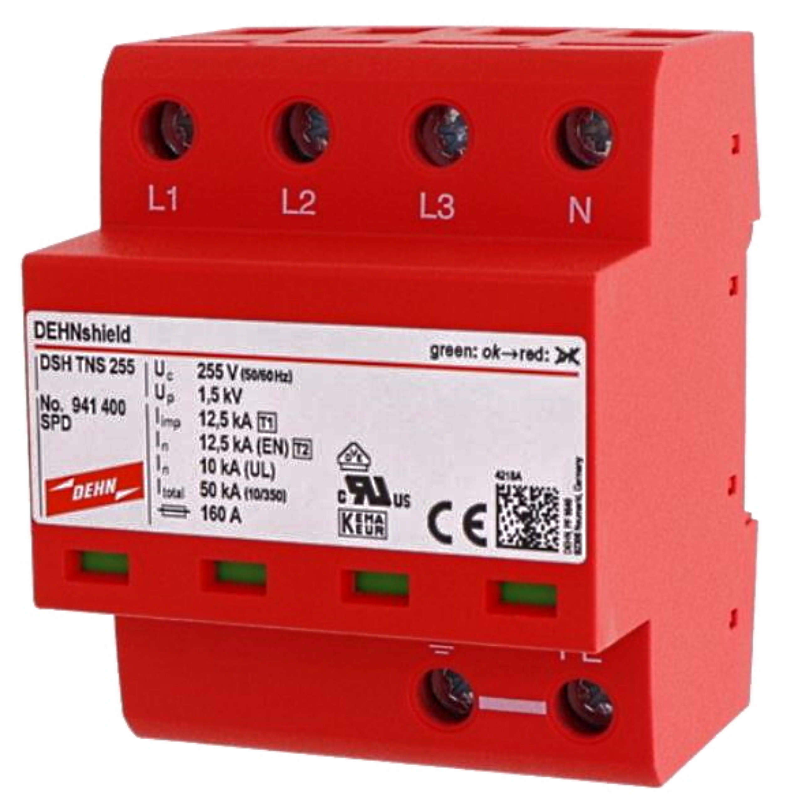 Obmedzovač prepätia B+c Typ 1+2 4P 12,5kA/50kA 1,5kV Tns 255V DEHNshield
