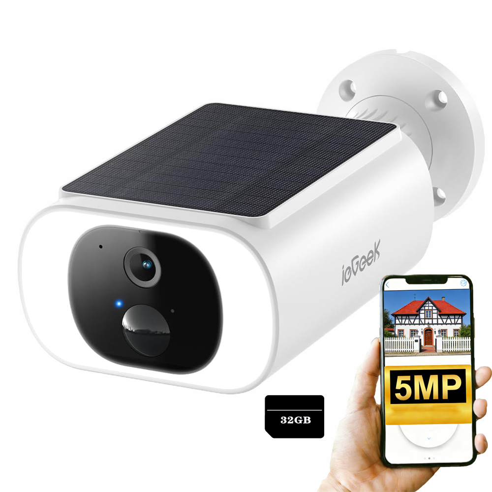 Venkovní Wifi solární kamera 5MP Alarm s barevným nočním viděním Z 32G Karta