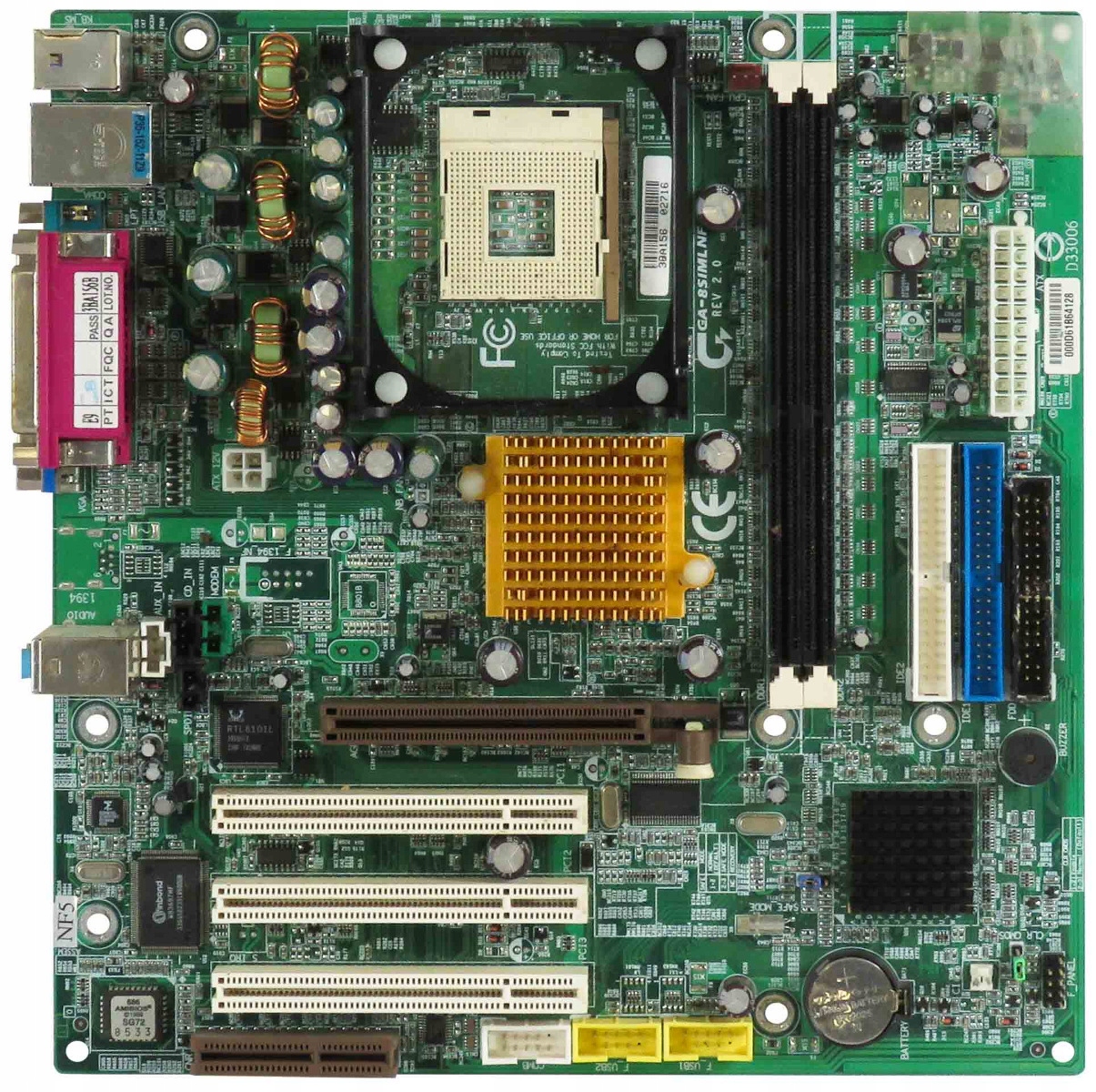 Gigabyte GA-8SIMLNF Socket 478 2x Ddr 3x Pci Agp Cnr Ide/ata