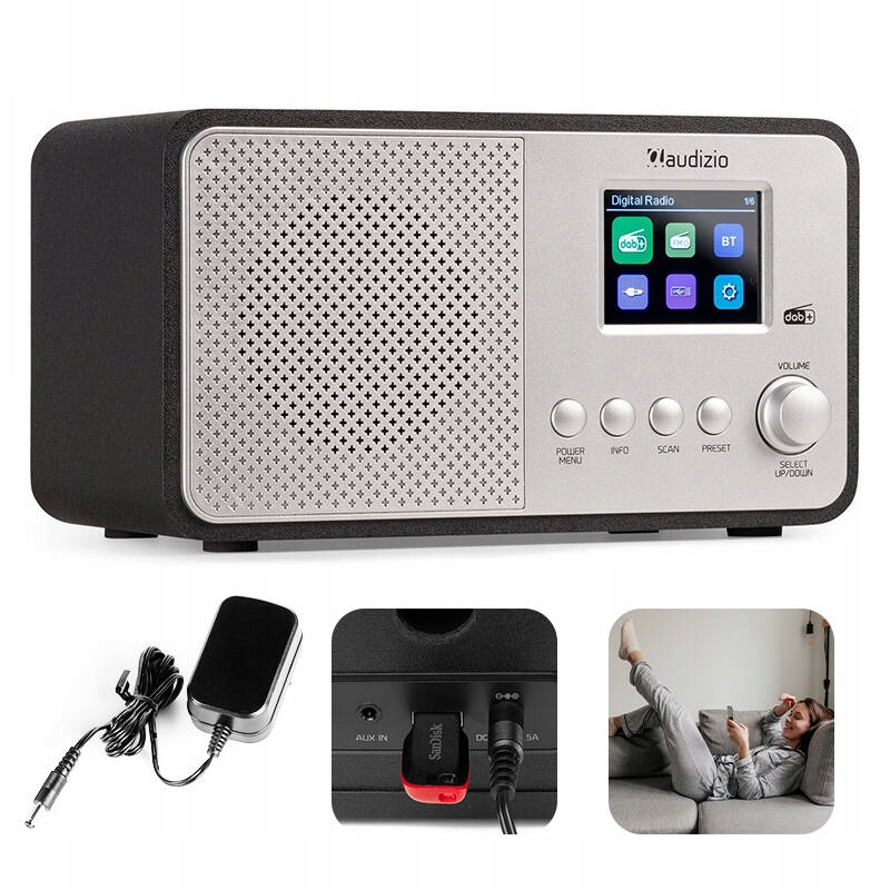 Radio Avio Dab+ Fm radio do sypialni radio kuchenne Bt Usb srebrne