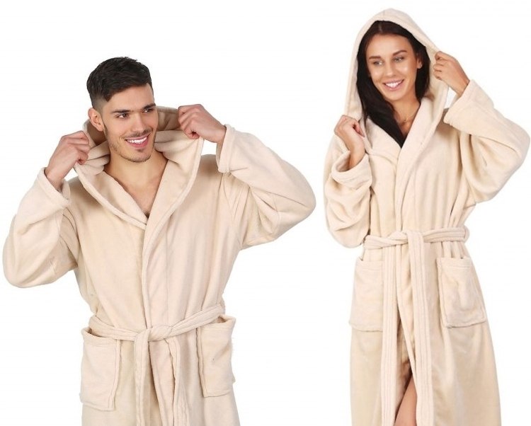 

DecoKing Szlafrok Z Kapturem Mikrofibra Beżowy/xxl