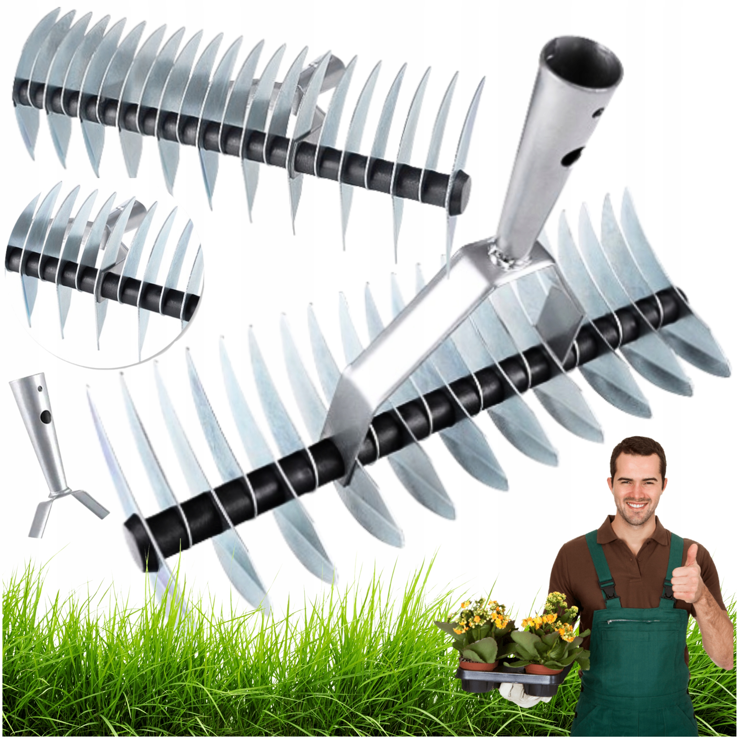 AERATOR RĘCZNY WERTYKULATOR DO NAPOWIETRZANIA TRAWNIKA OBROTOWY WAHADŁOWY