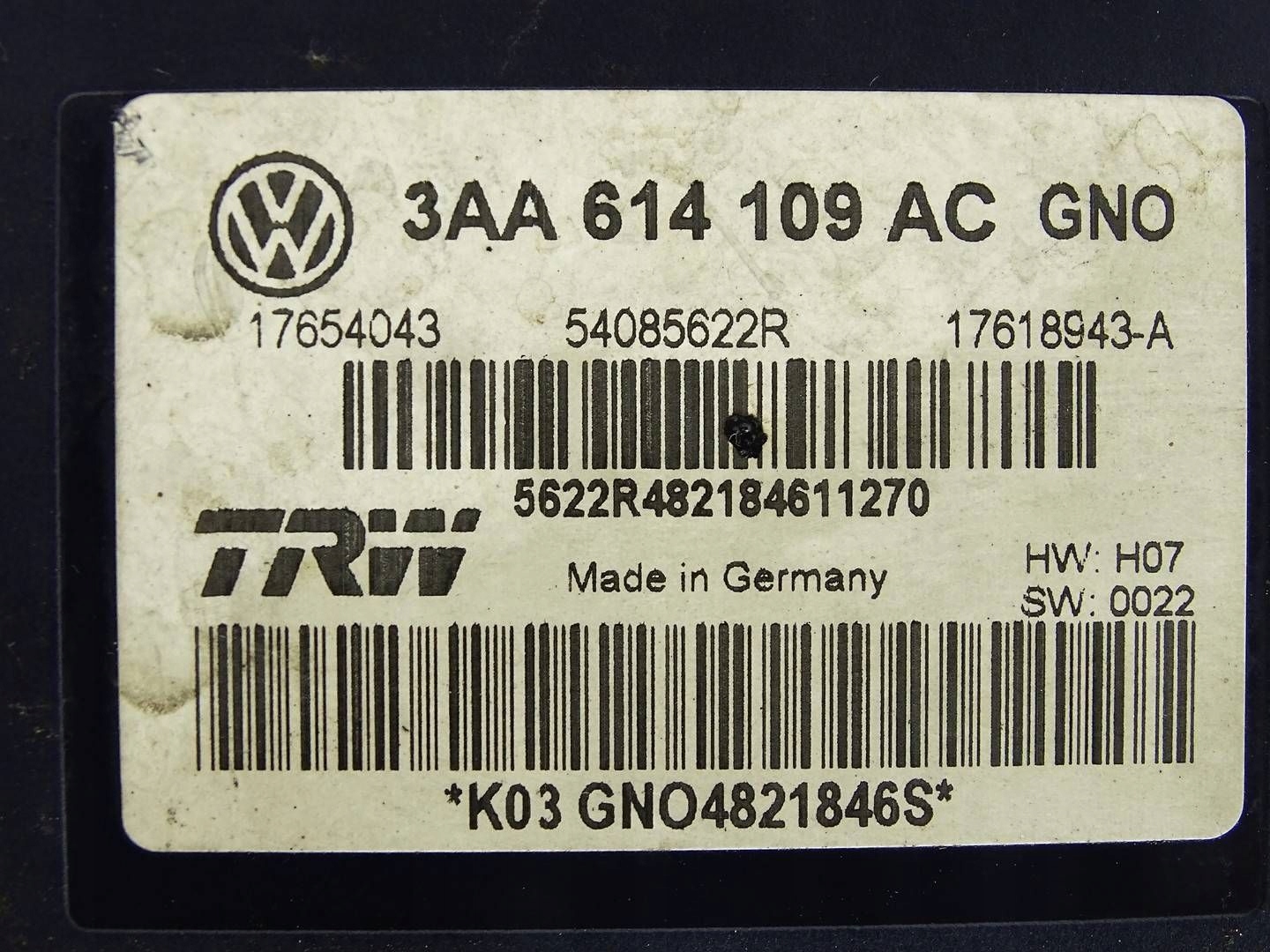 brake booster control unit ABS VW PASSAT B7 2.0 TDI 3AA614109AC