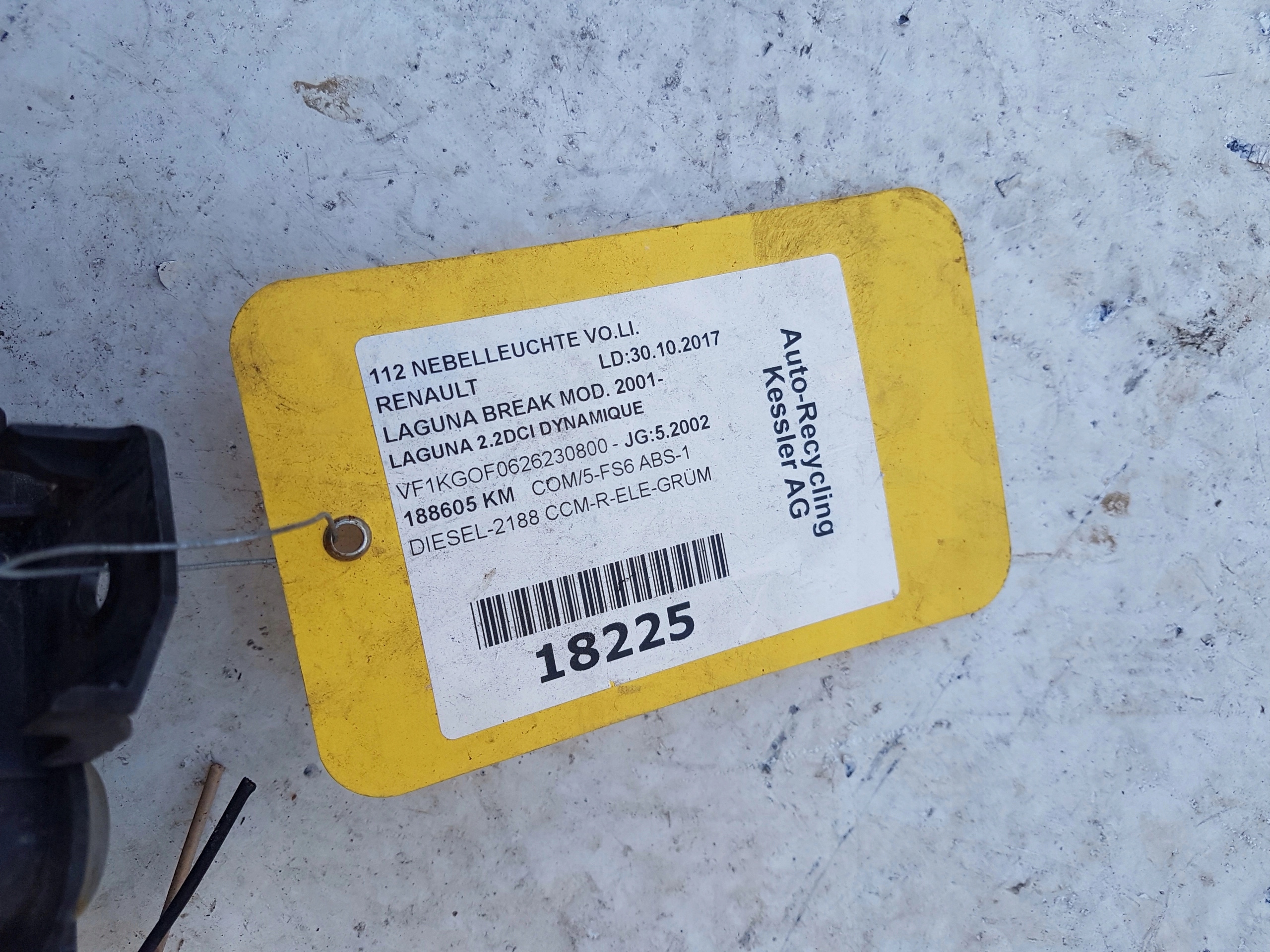 fog light left front RENAULT LAGUNA II 2 8200002469