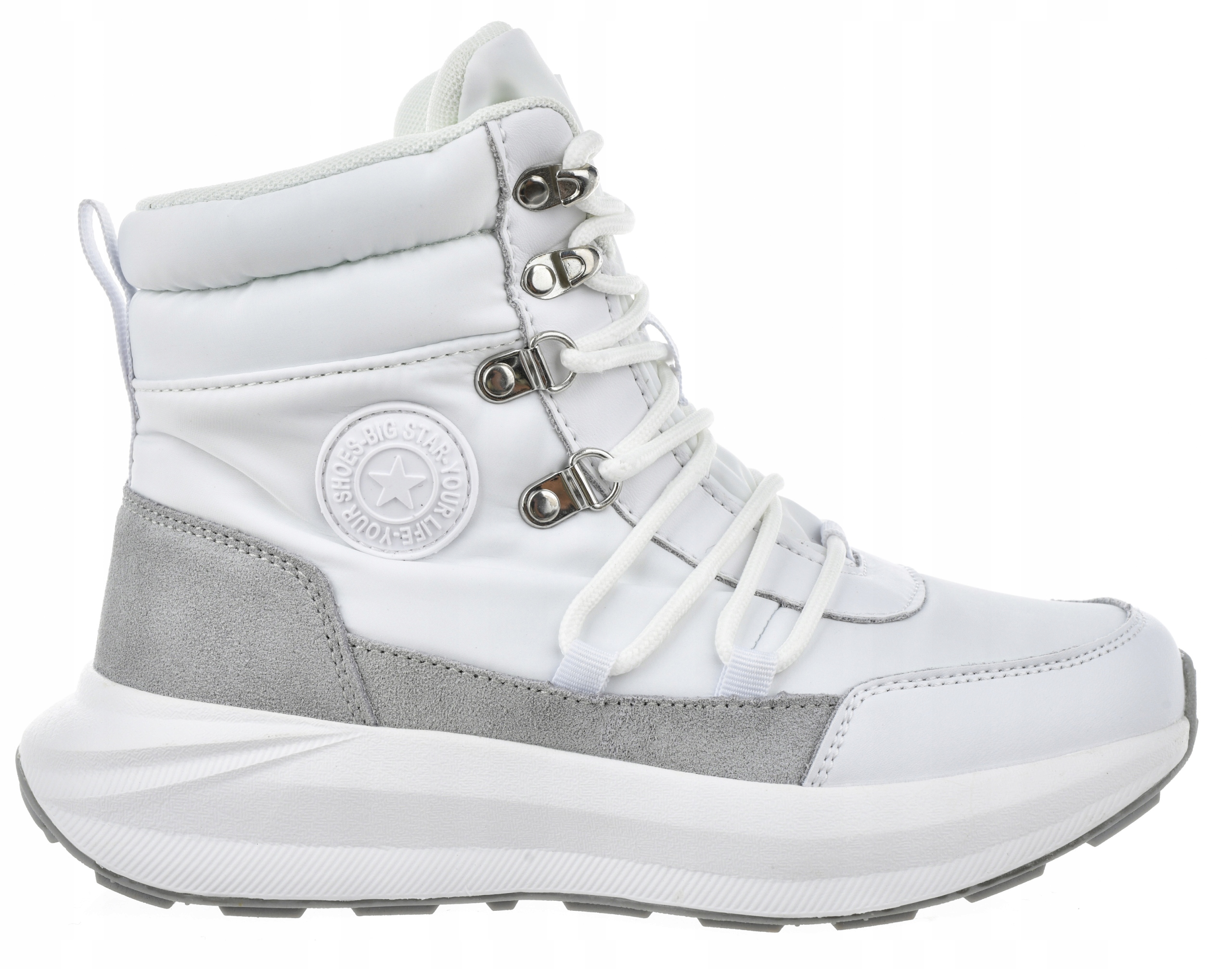 Zimní boty Big Star zateplené šněrovací sněhule bílé 37