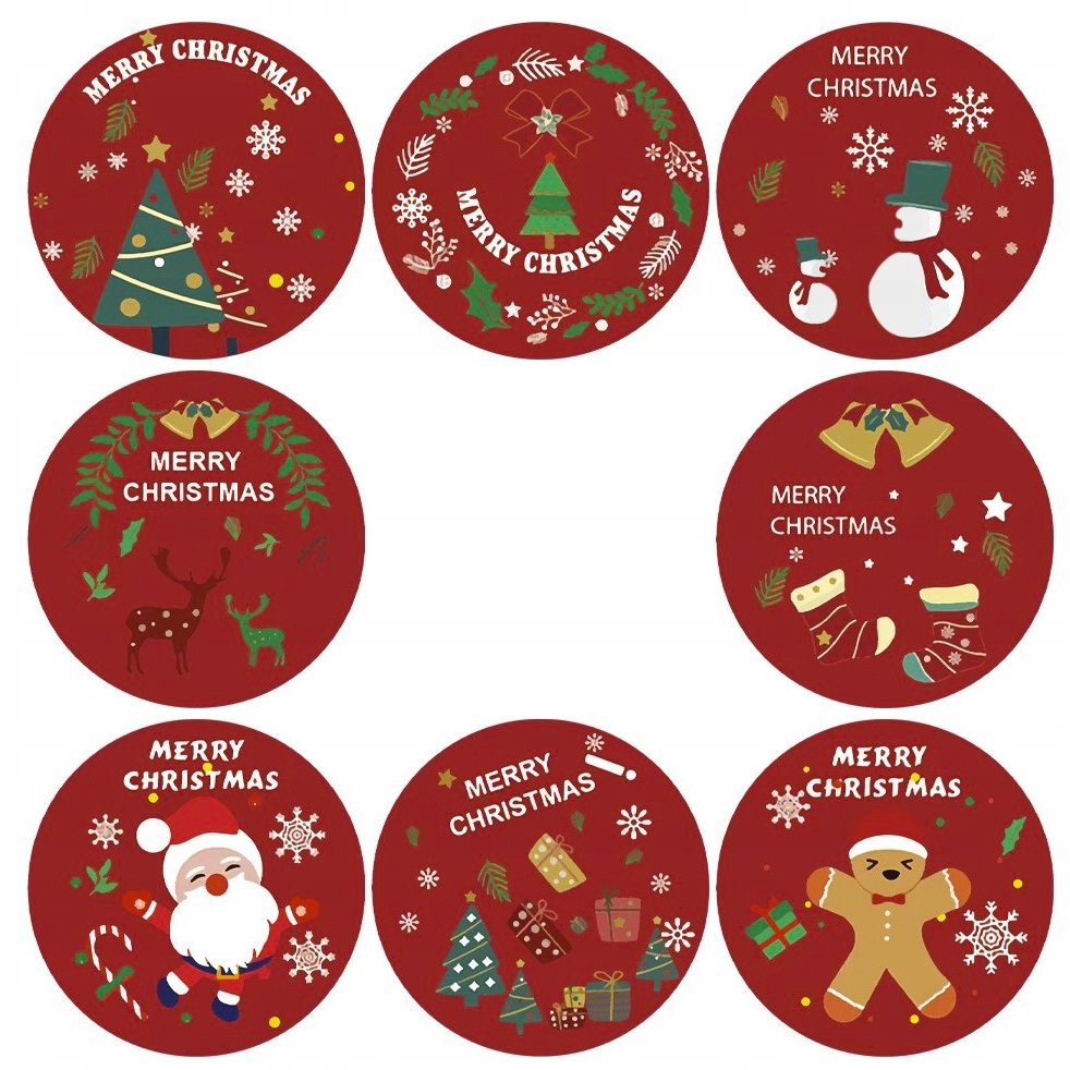 NAKLEJKI ŚWIĄTECZNE NA PREZENTY WESOŁYCH ŚWIĄT MIKOŁAJ 8szt R8