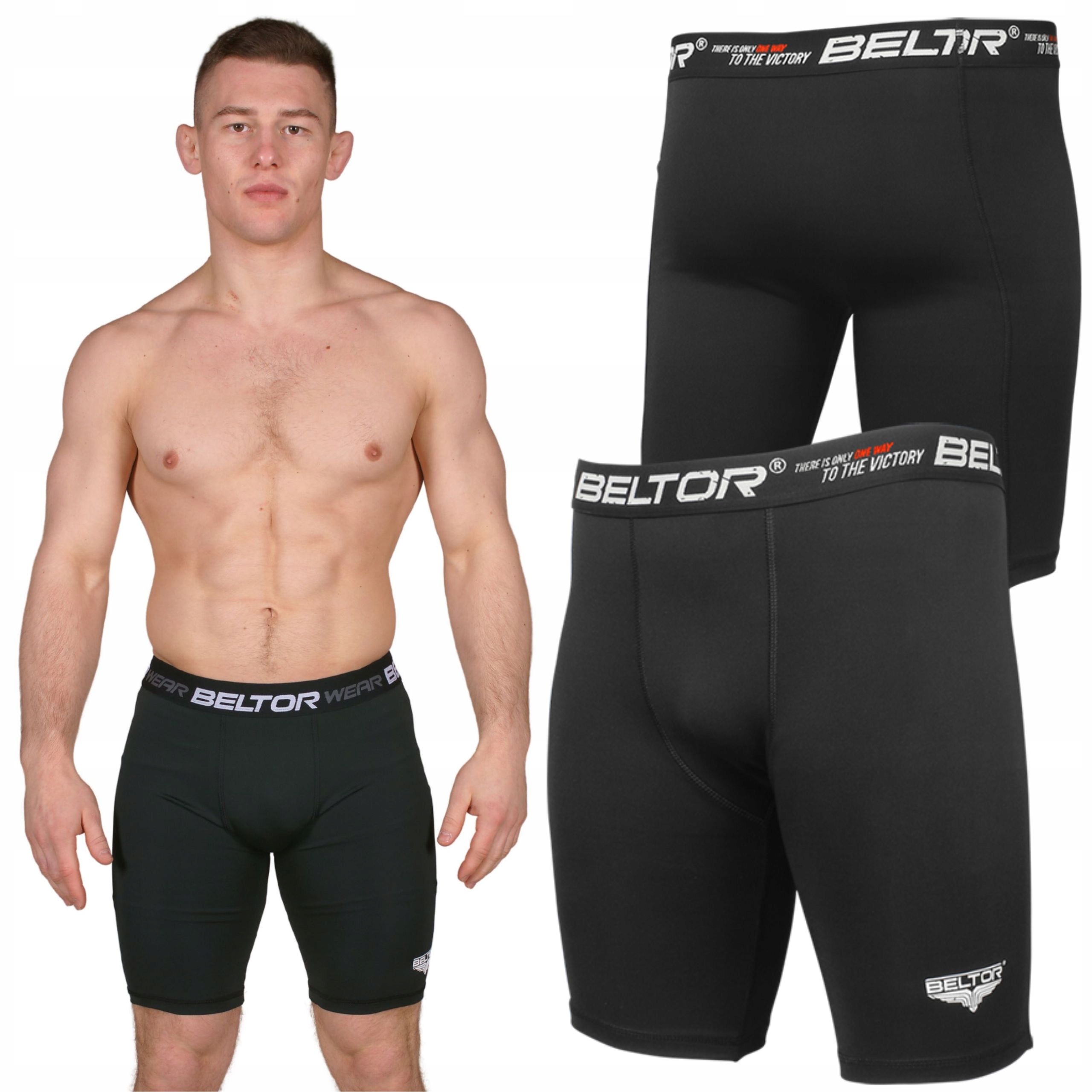 Beltor Spodenki Treningowe Męskie Obcisłe Workout 01 Black Rozmiar L