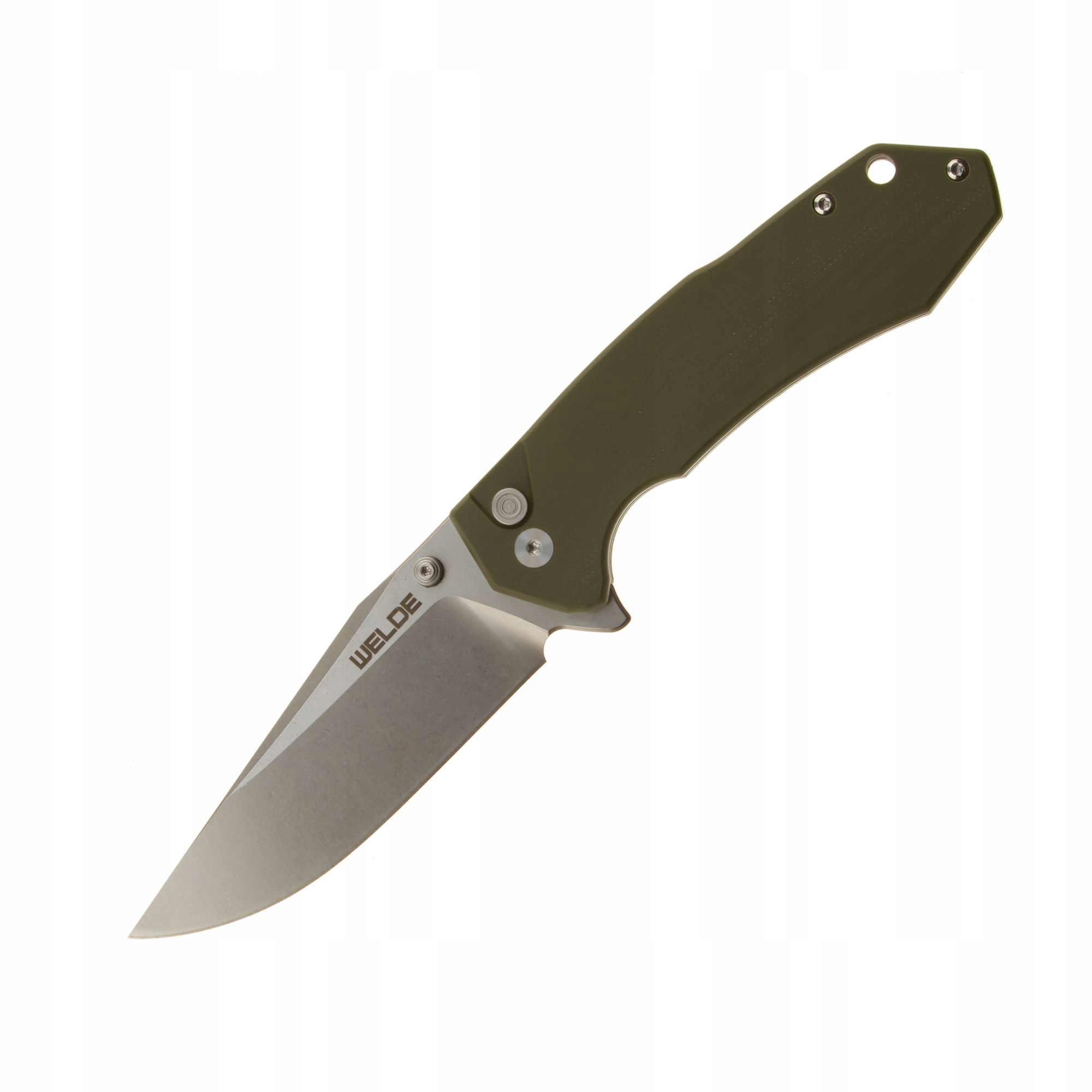 Nóż Składany Taktyczny Welde D2F64 Łożyskowany Zielone G10 Button Lock D2