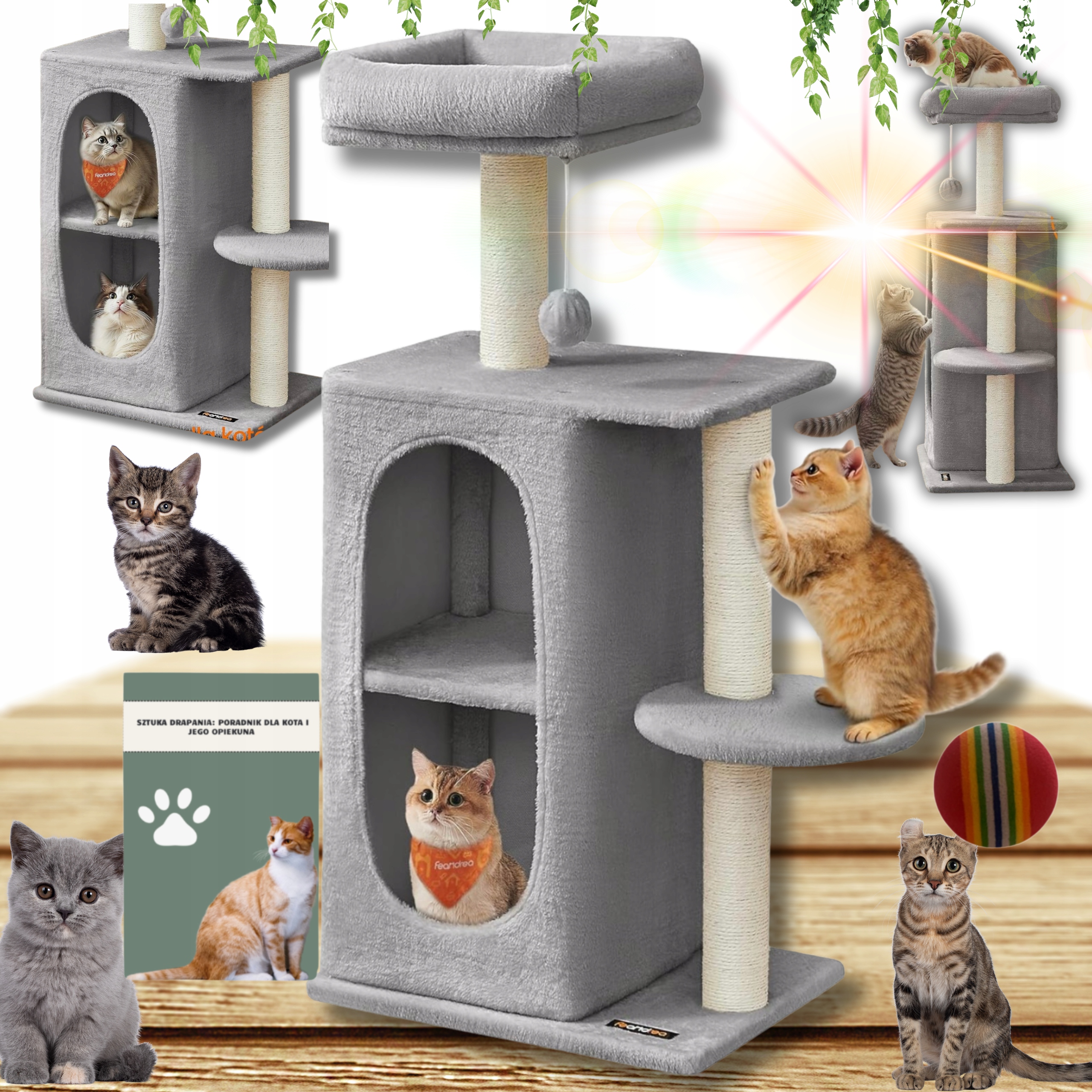 Levně Škrabadlo Pro Kočky Domeček Pelíšek Jeskyně Věž Sloupek Stromek Stabilní!
