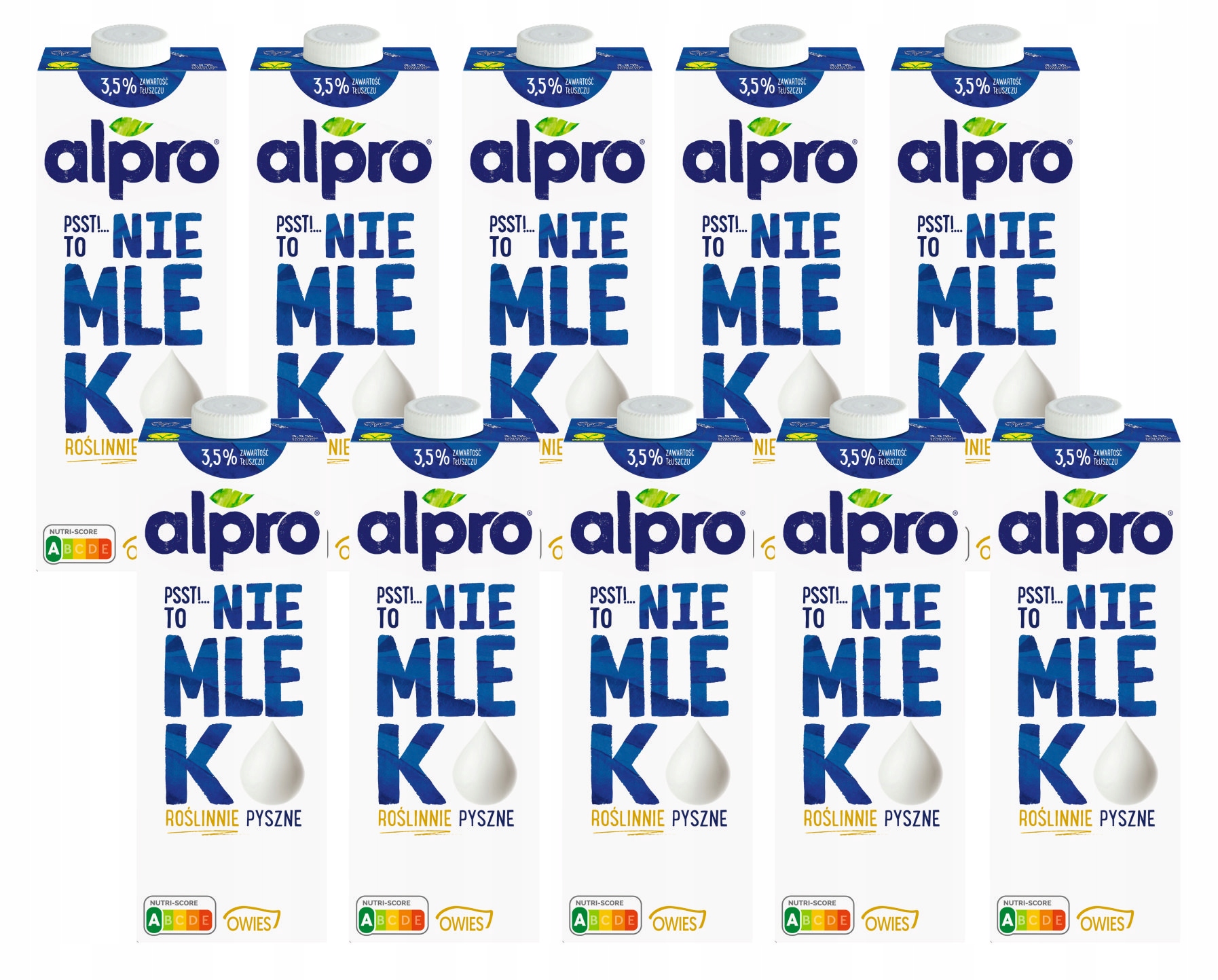 Alpro Nie Mleko Owsiane Uht 3,5% 1 l zestaw 10szt