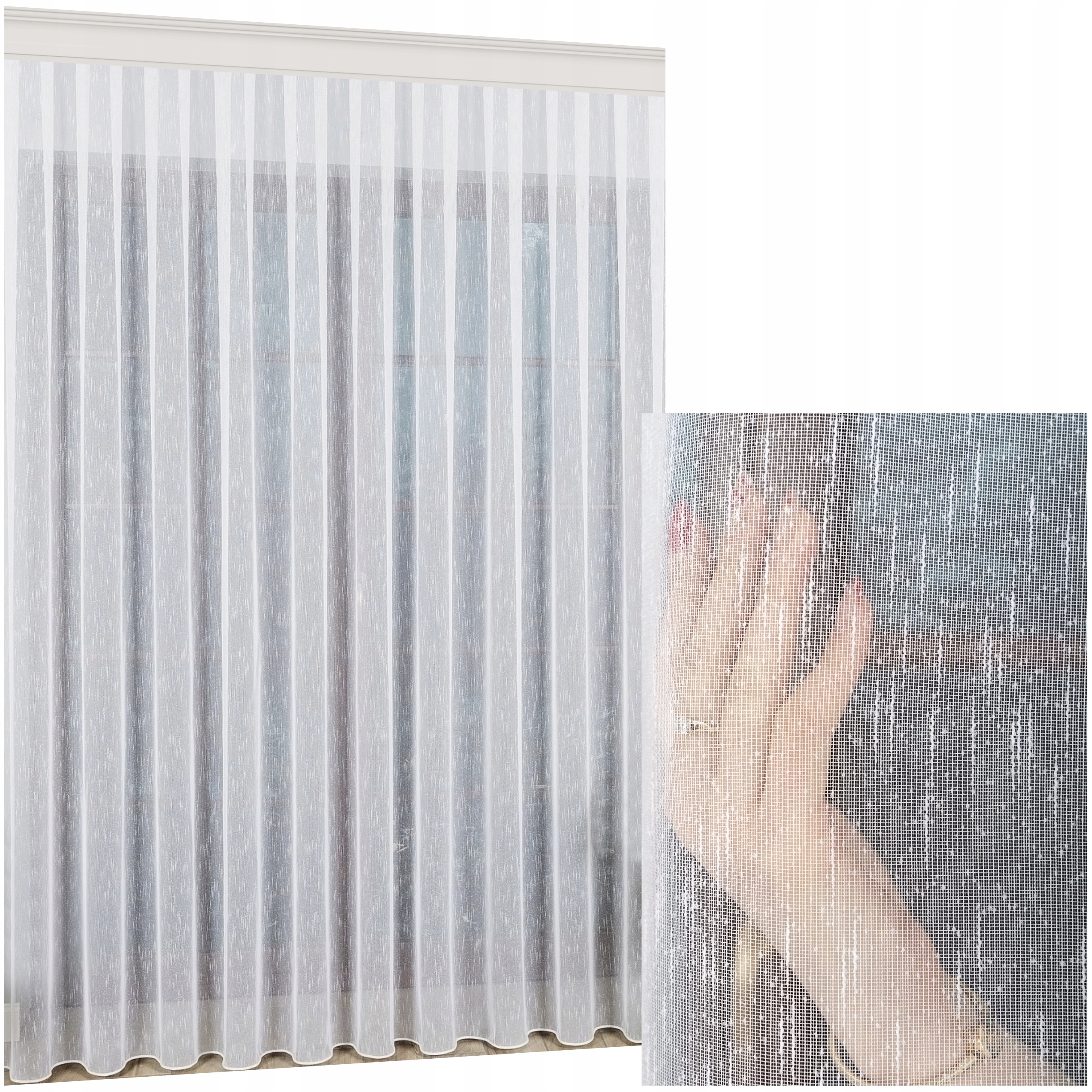 Hotová Záclona Bílá Jemný Déšť Na Pásku S Olovnicí Do Obývacího Pokoje 400 x 180 cm