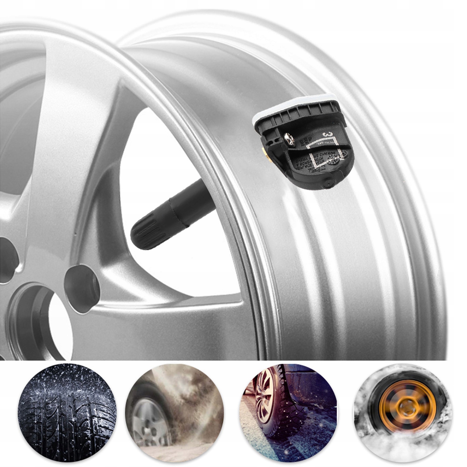 4X CZUJNIK TPMS CIŚNIENIA KOŁA OPON FORD Kolor dominujący srebrny/szary