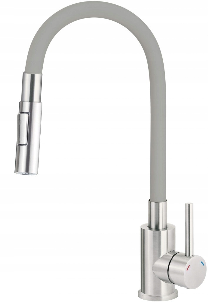 Luno šedá oceľová kuchynská batéria s flexibilným výtokom – 2 druhy prep