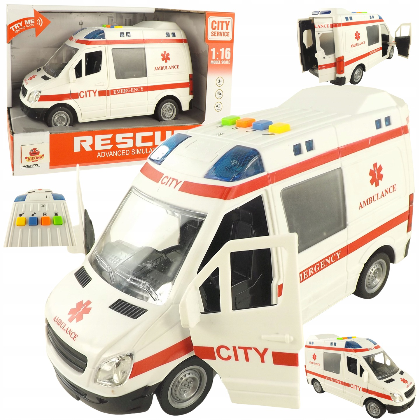 

Auto Ambulans Karetka Otwierane Drzwi 1:16 WY590A