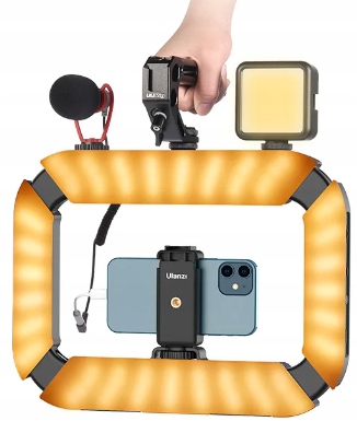 Stabilizátor pro telefon na stativ Mikrofon Držák x3 s Led lampou Nastavení