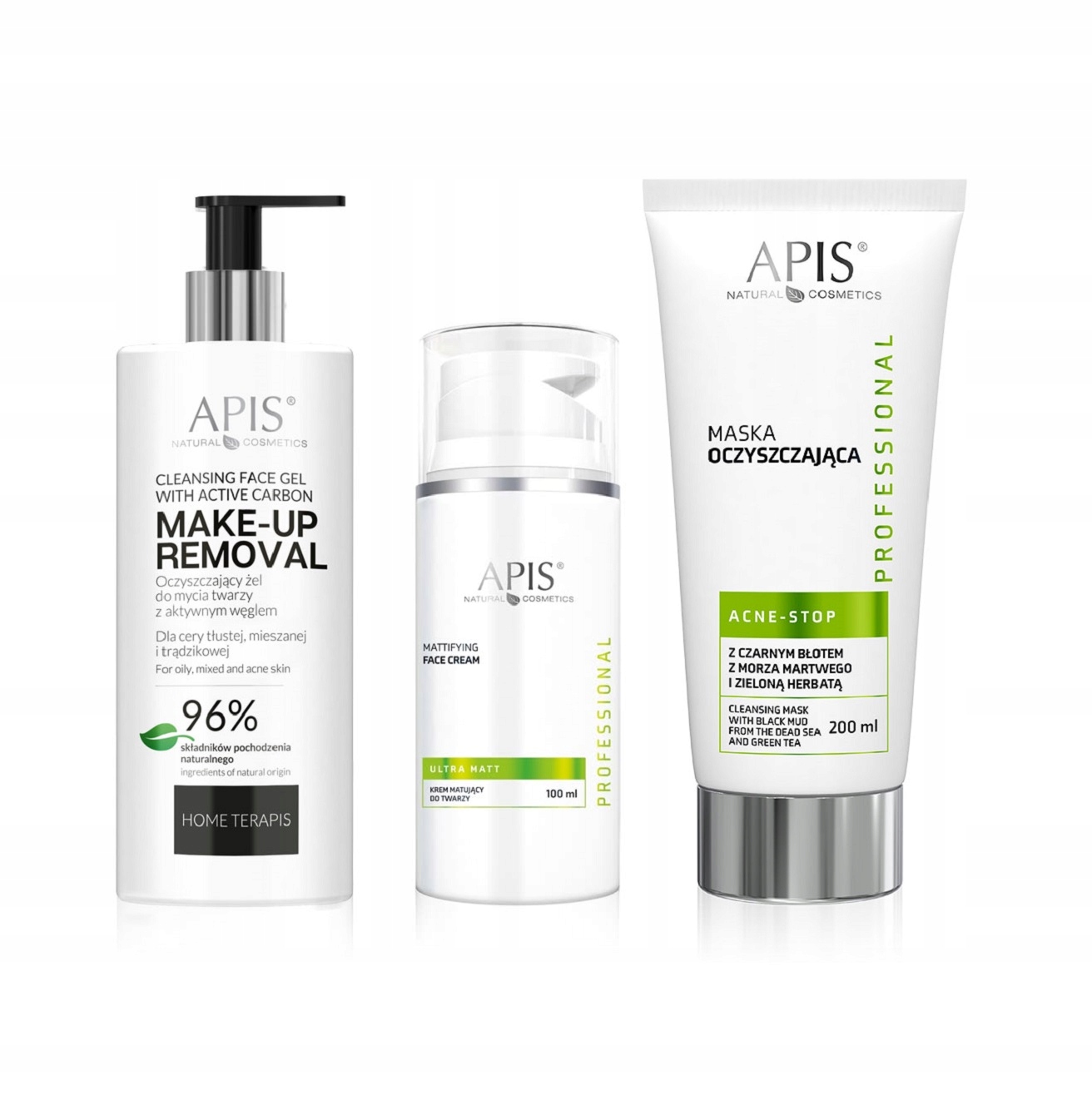 Apis zabieg na trądzik cera tłusta żel oczyszczający maska krem matujący
