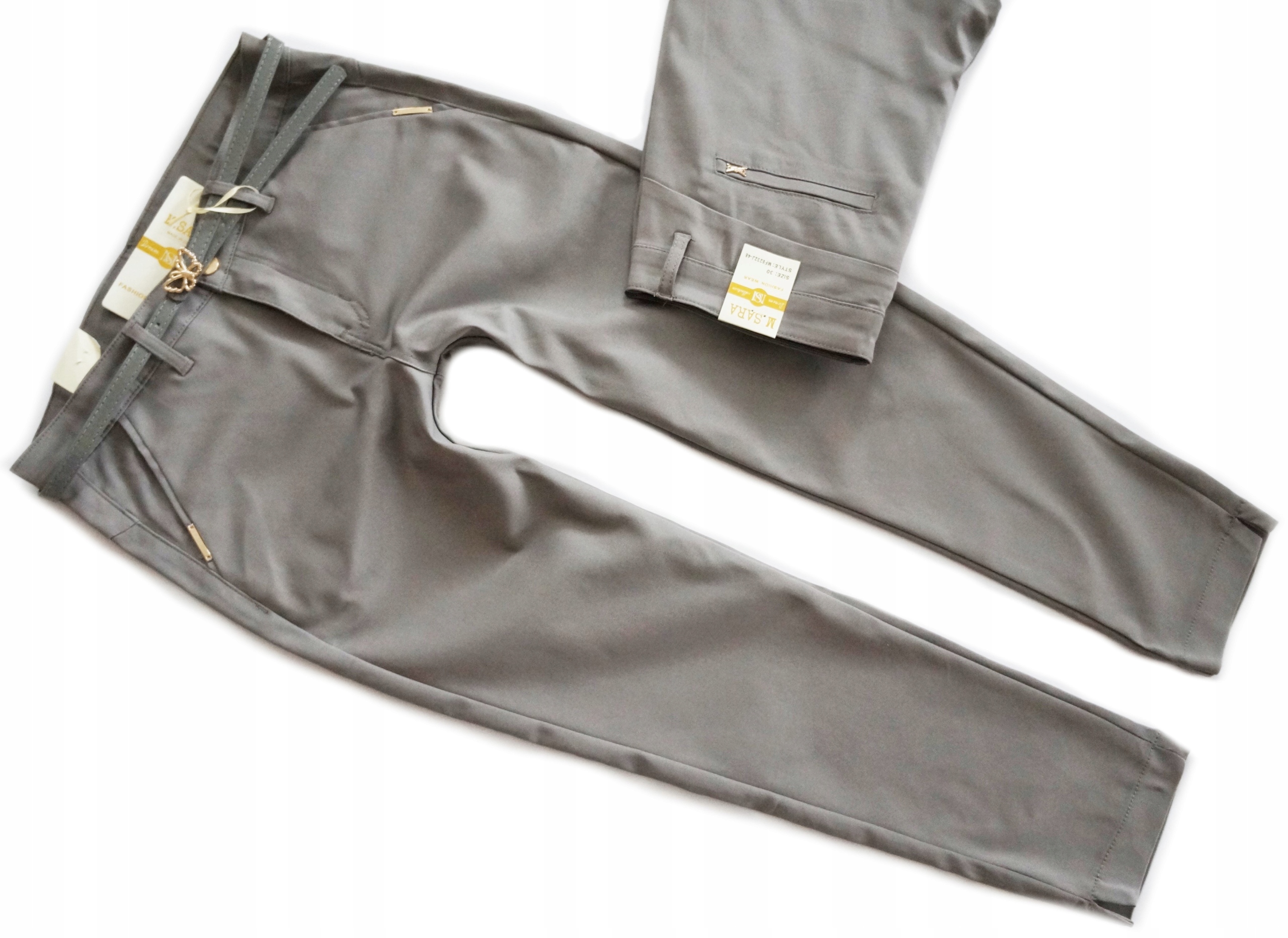 M.sara Spodnie Cygaretki 7/8 elastyczne Szare 48 4xl