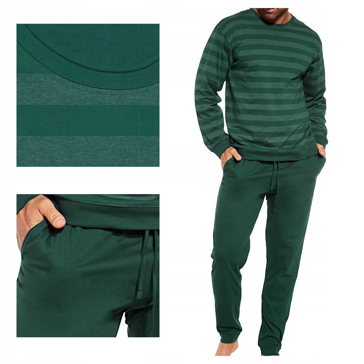 Cornette Pyžamo Loose12 117/259 bavlněné s dlouhým rukávem zelené 2XL