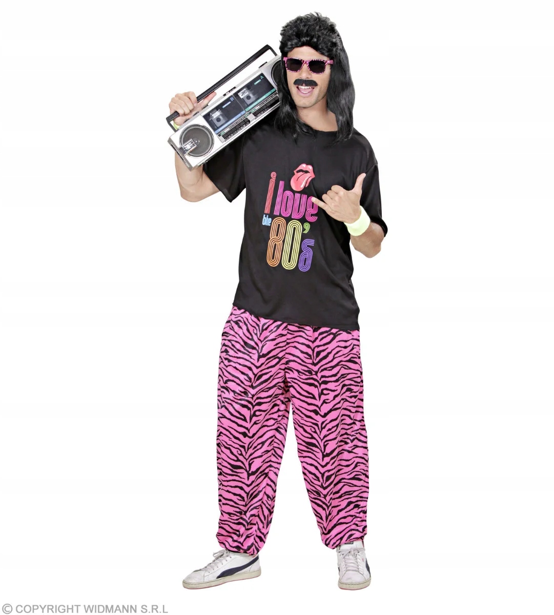 Strój Disco Raper Różowy Kostium Lata 80 Kicz Neon XXL Rozmiar XXL