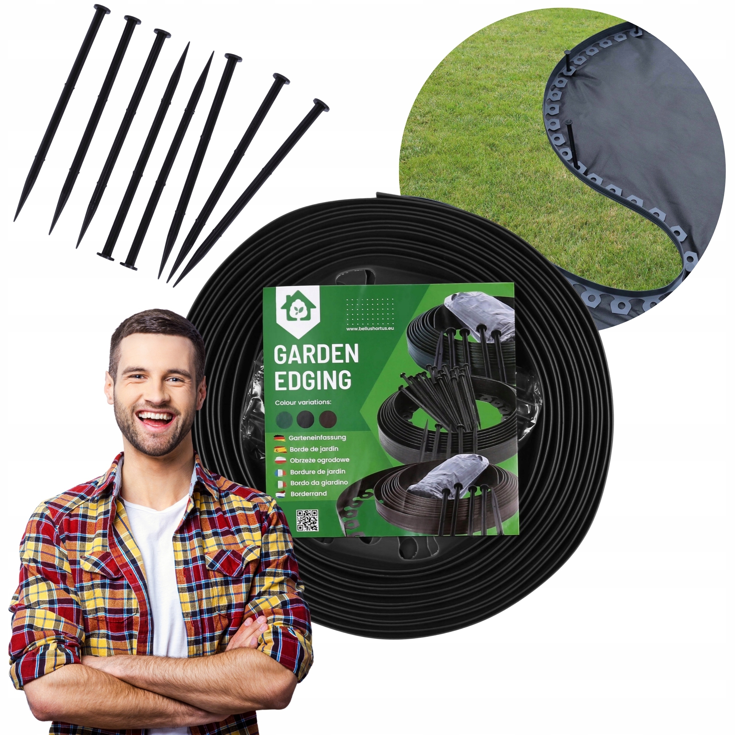 Černé zahradní lem 55 mm -20 metrů 60 kotev Silné!!!