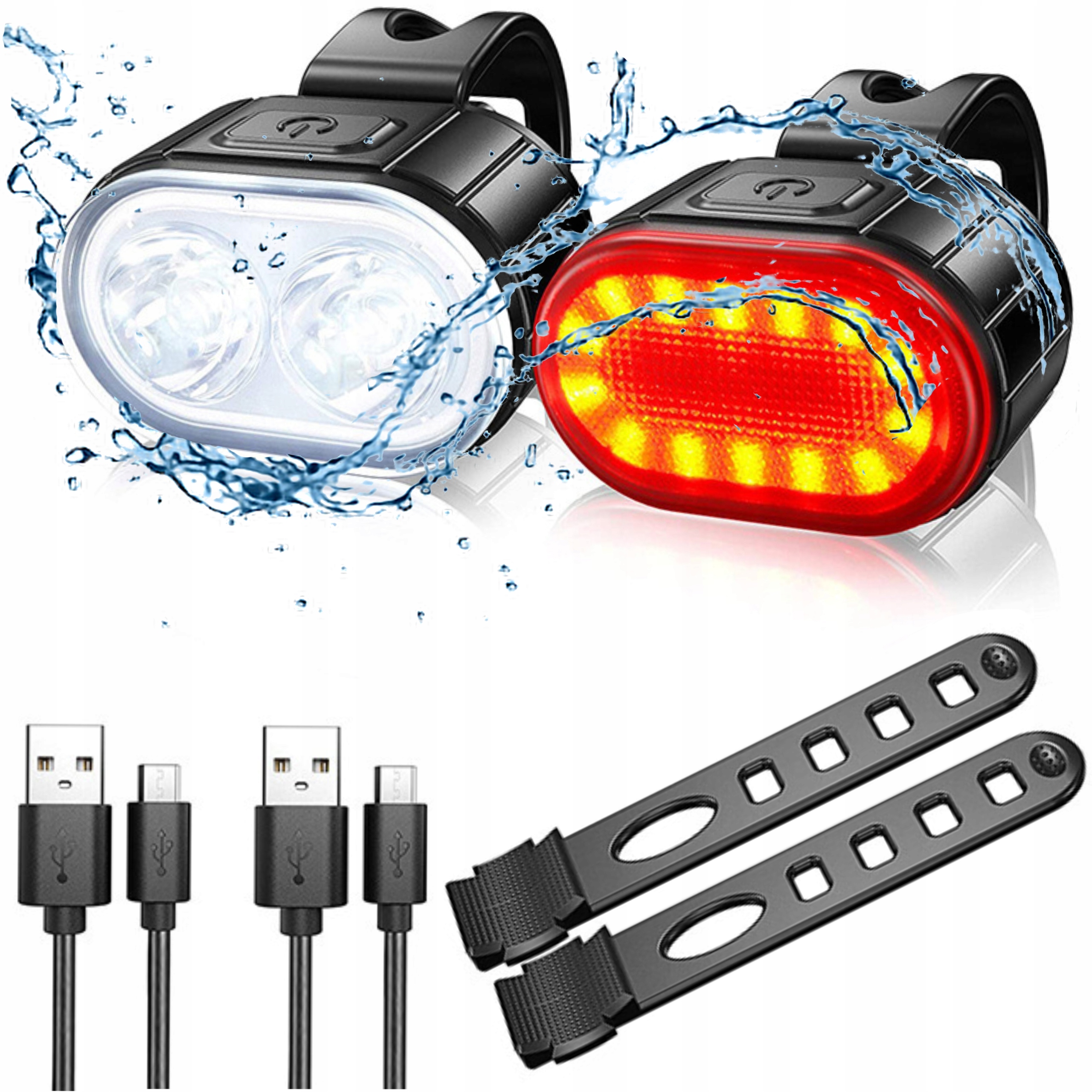Lampki Rowerowe Światło Przód Tył Usb Typ C Wodoodporne Led T6 800 Lumenów