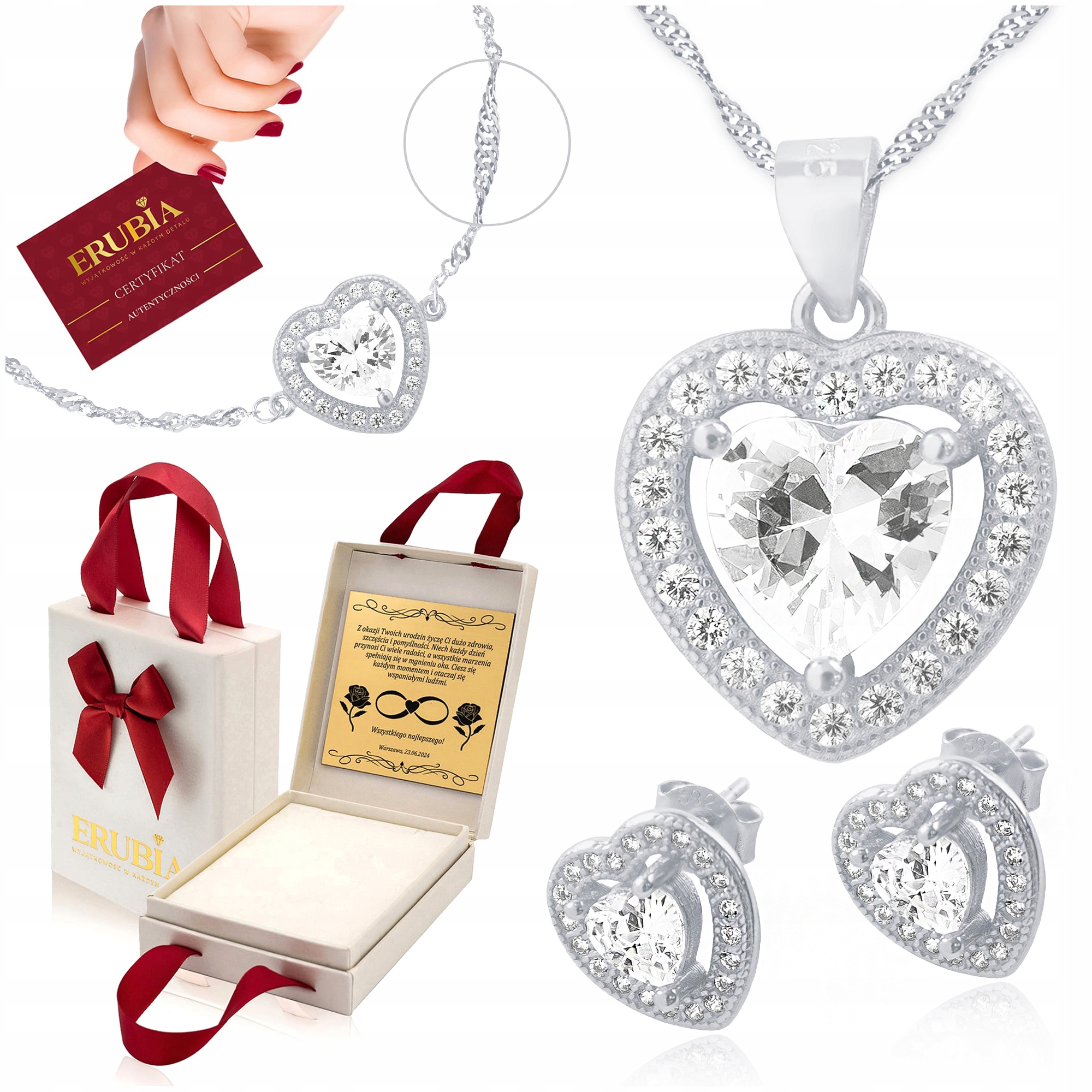 Stříbrná Srdíčka Šperků 925 Srdíčka S Bílými Zirkony 75 CM Dárek Gravírování
