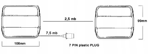 ZESTAW ŚWIATEŁ LAMP ZESPOLONYCH DO PRZYCZEPY DIODOWE LED 12V NA MAGNES Numer katalogowy części (TT.12012S)