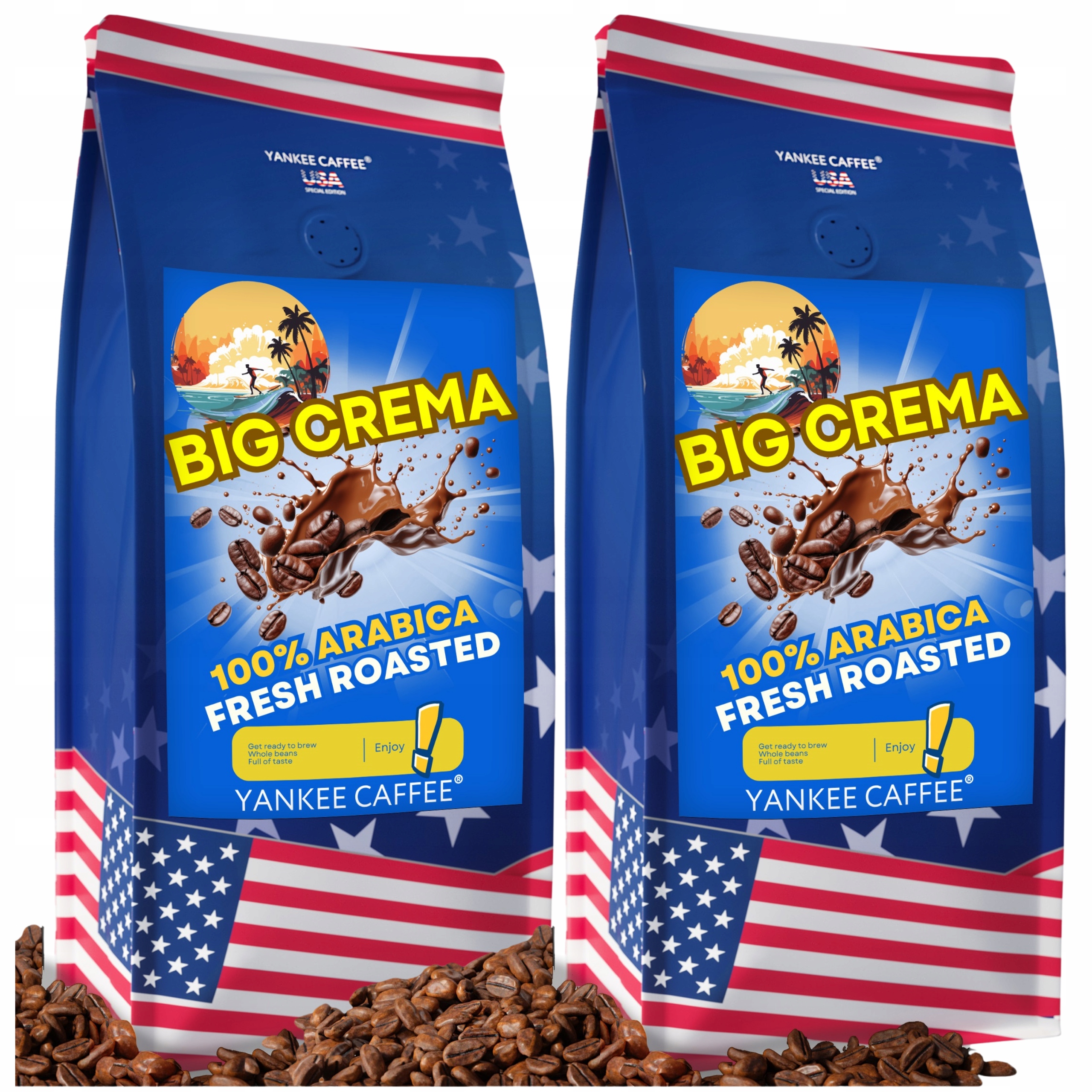 Levně Káva zrnková do kávovaru 2x1kg Čerstvě pražená 100% Arabica Big Crema