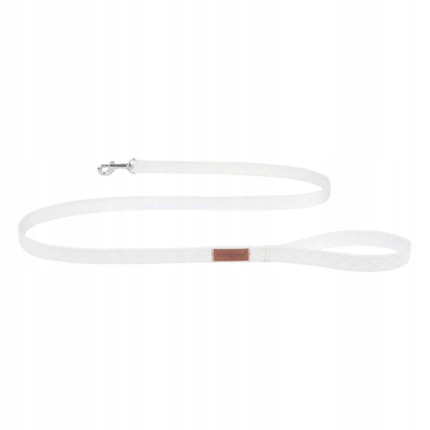 

AmiPlay Smycz Cambridge Skóra XL 140cm/2,5cm Biały