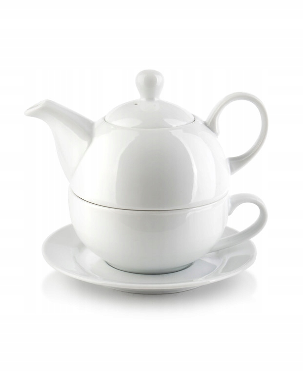 DZBANEK Z FILIŻANKĄ TEA FOR ONE 400ML BIAŁY
