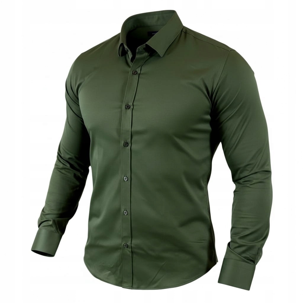 Klasická košile slim fit khaki-10 satén hladká elegantní EGO04 S