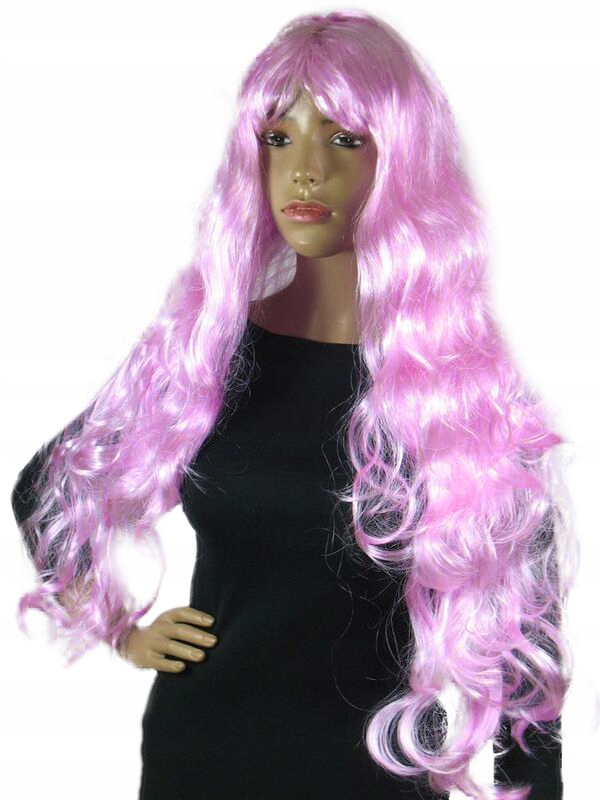 

Peruka Różowa Bardzo Długie Kręcone Włosy 90CM