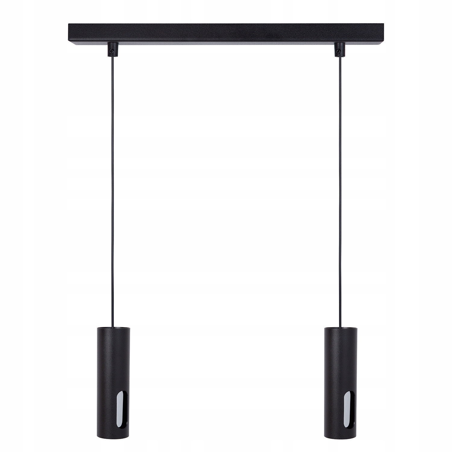 Moderní závěsná lampa černá stříbrná 2 tuby do jídelny nad stůl Sigma