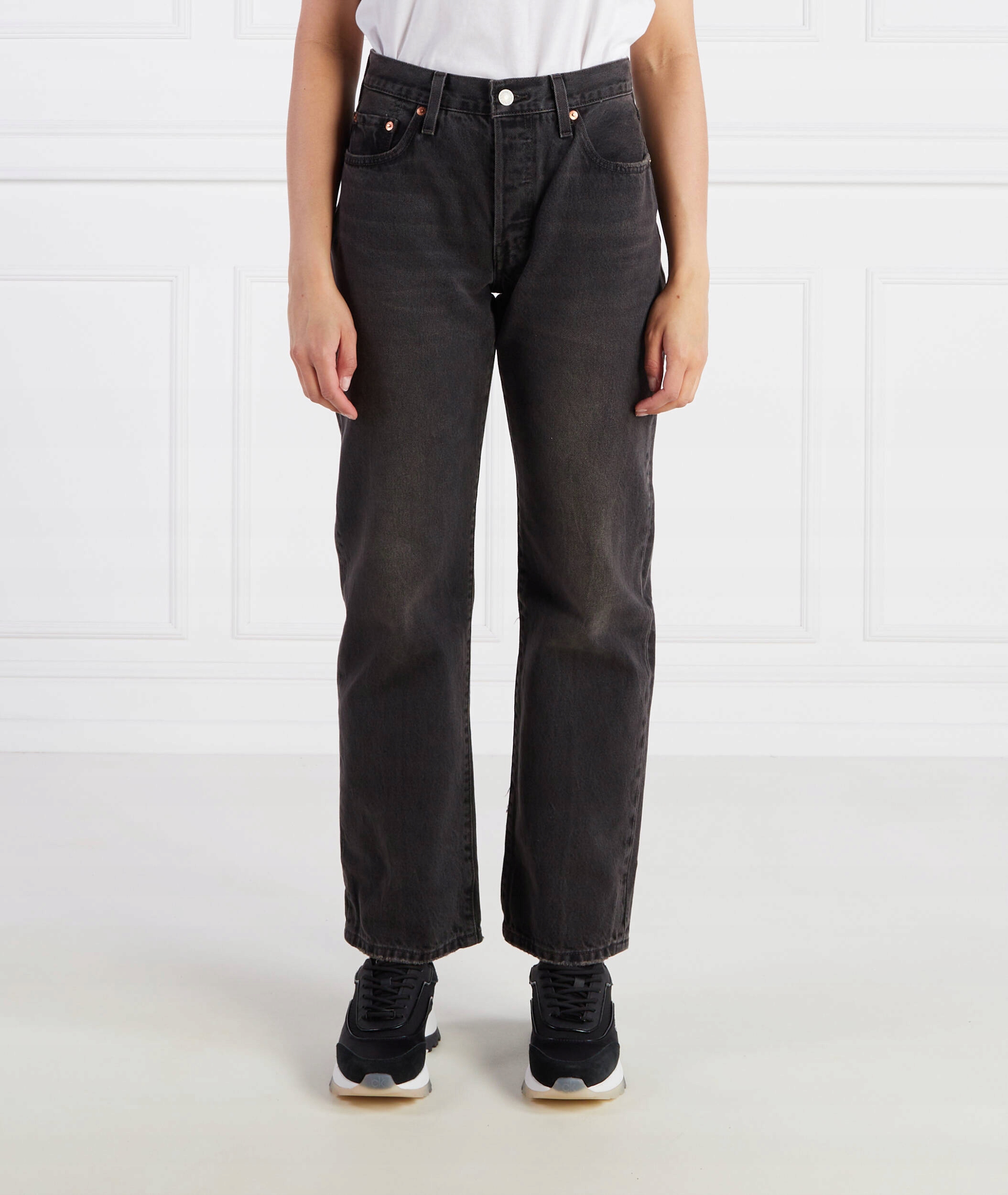 Levi S Černé Džíny Mom Jeans Vysoký Pas Rovné Nohavice 32/32 7CA