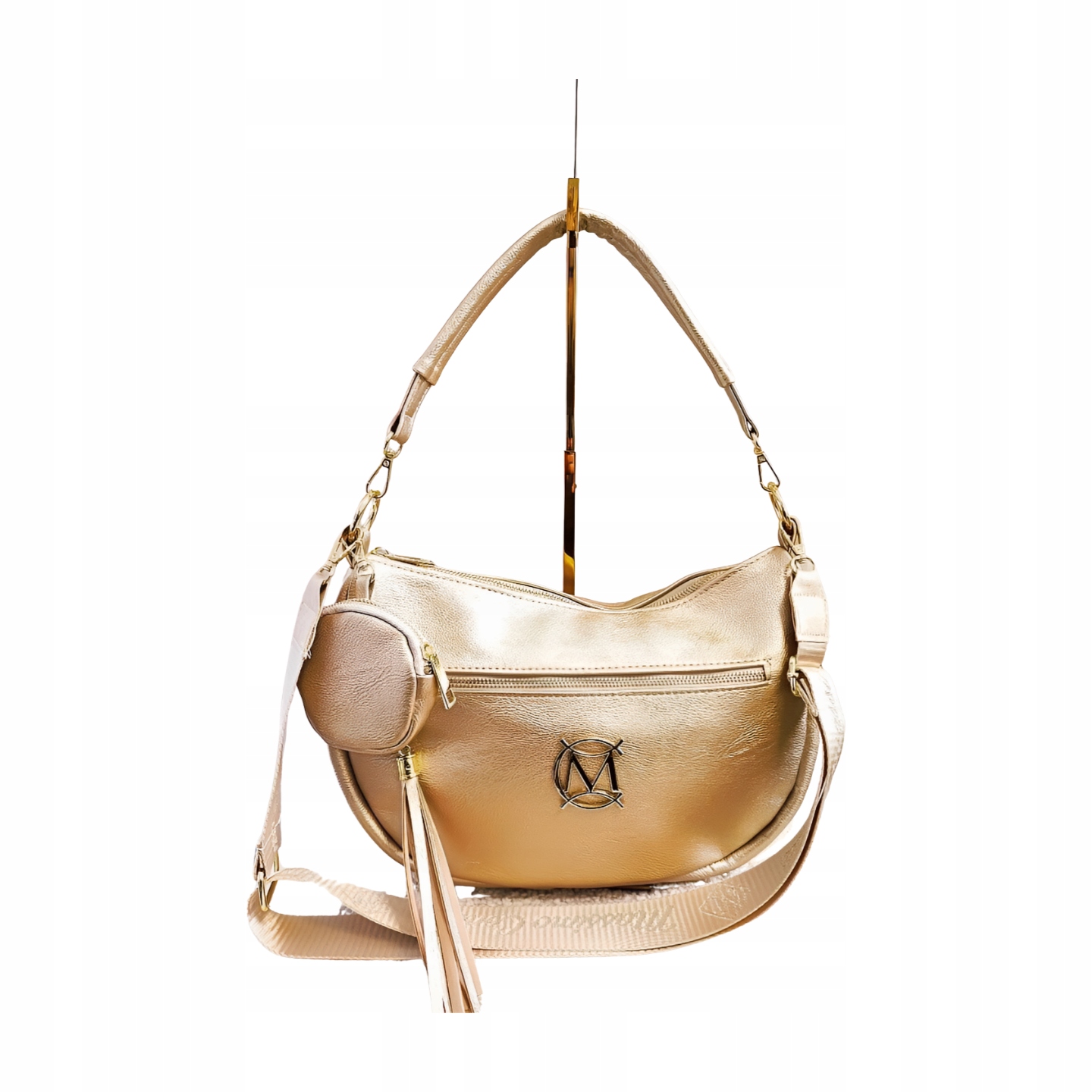 Massimo Contti kabelka přes rameno zlatá s peněženkou