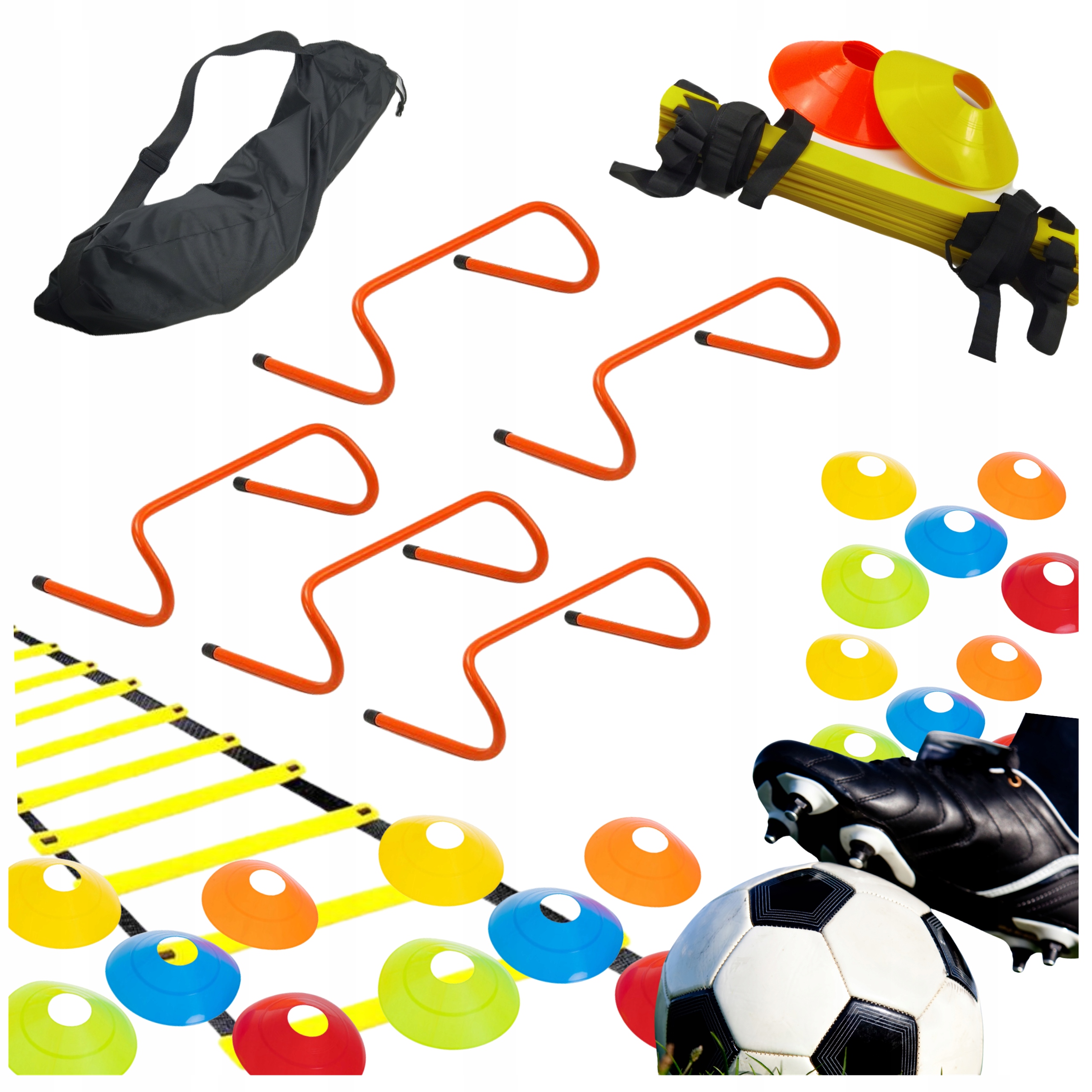 Zestaw piłkarski Płotki 15cm 5szt. Drabinka treningowe Pachołki Agiity